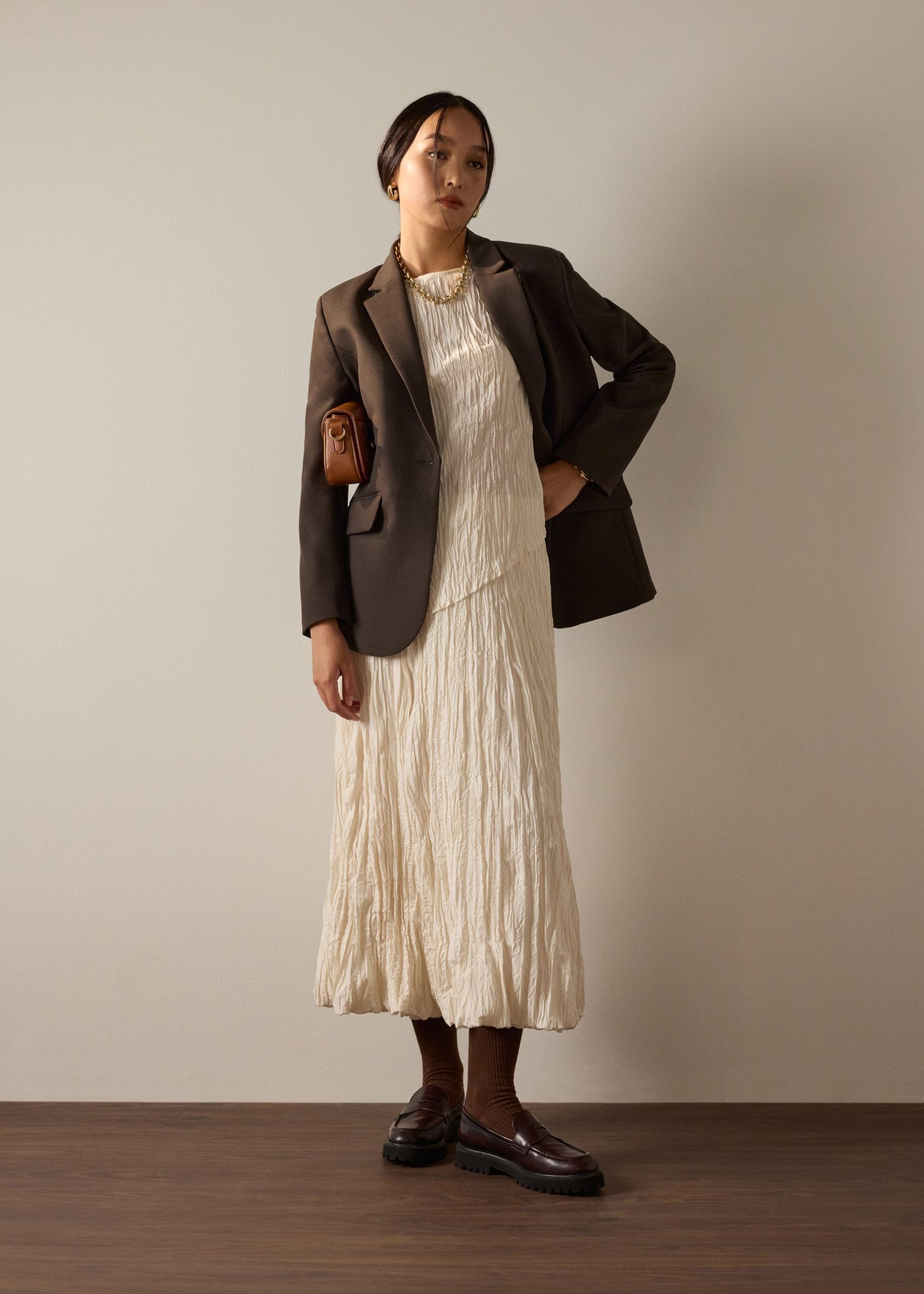 Joanne Crinkled Pleats Asymmetric Hem Top - Image 3
