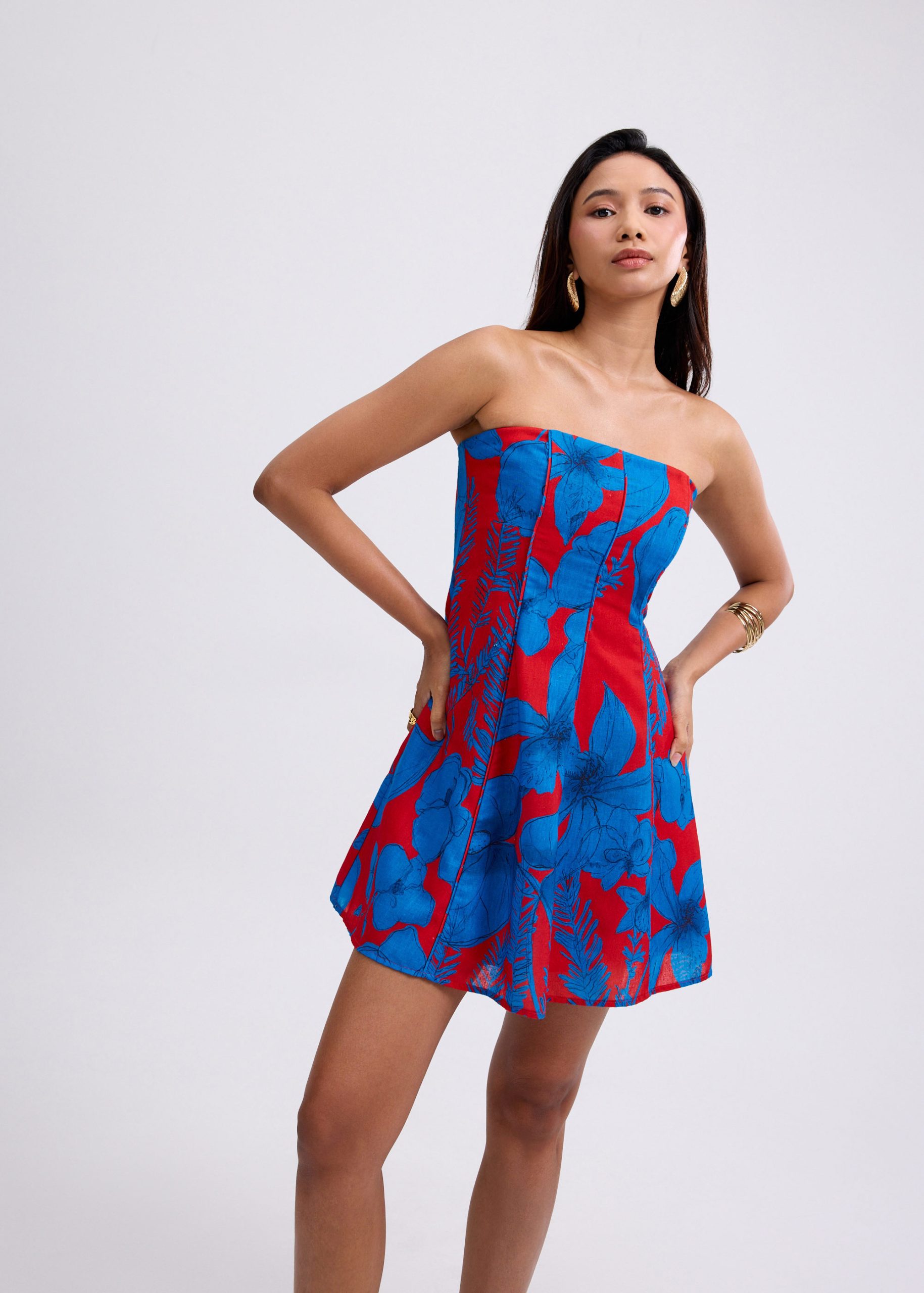 BraFree by LB Tube Fit & Flare Mini Dress in Garden City Blooms - Image 3