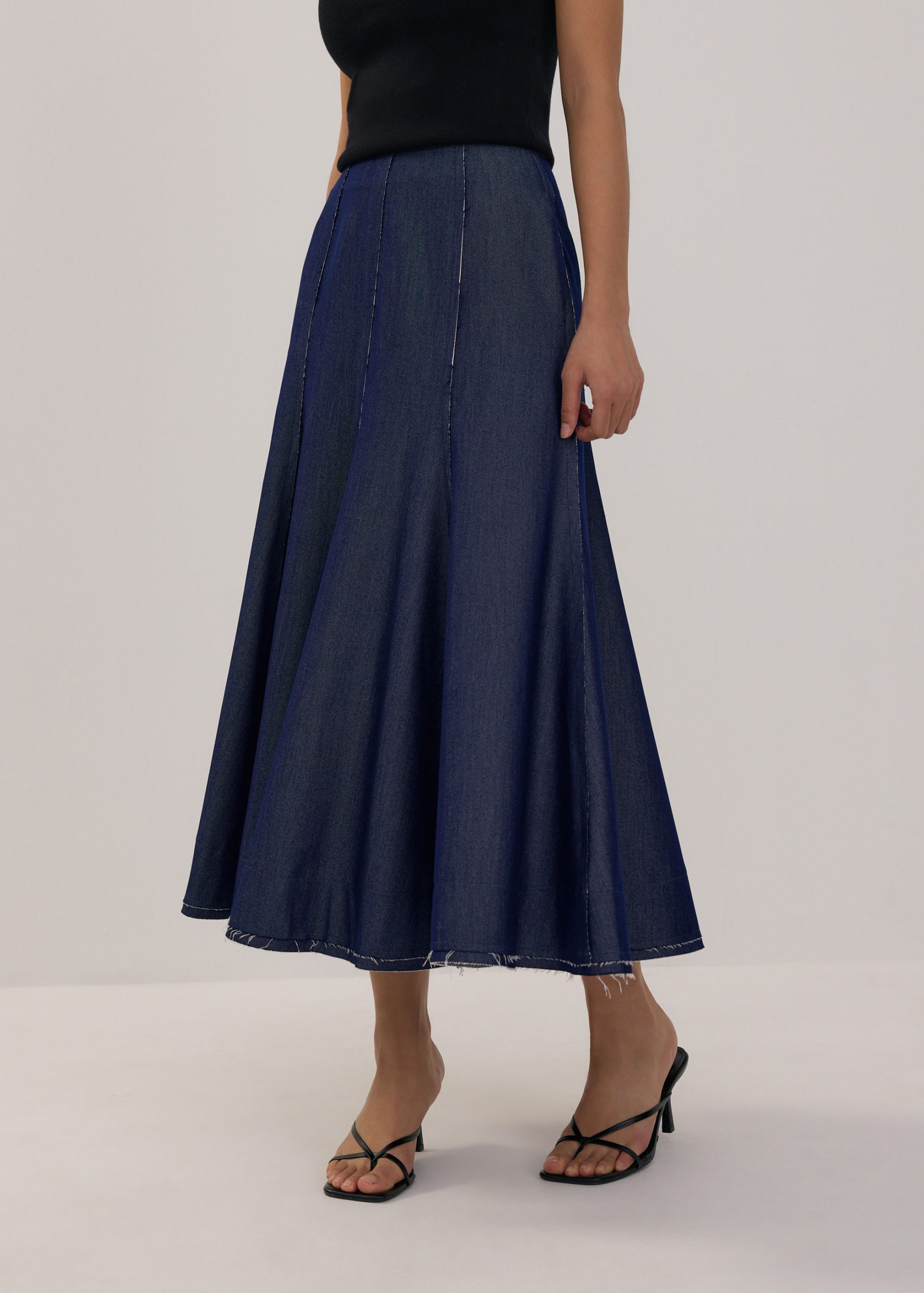 Chambray Flare Maxi Skirt - Image 6