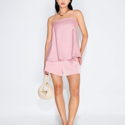 Taffeta Straight Neck Tunic Top