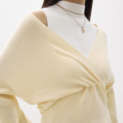 Emiko Relaxed Knit V-neck Wrap Top