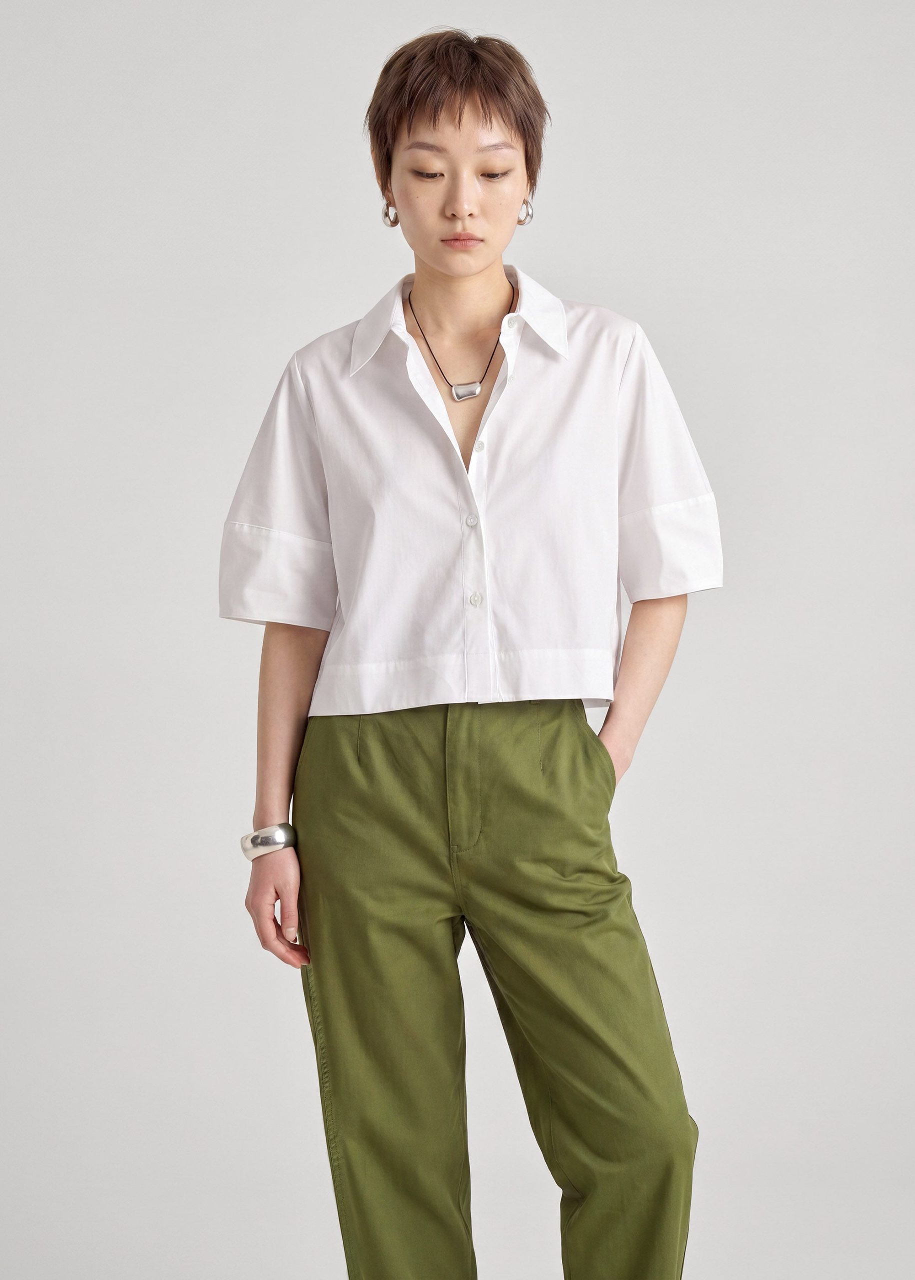 Cocoon Sleeve Crop Shirt - Image 2