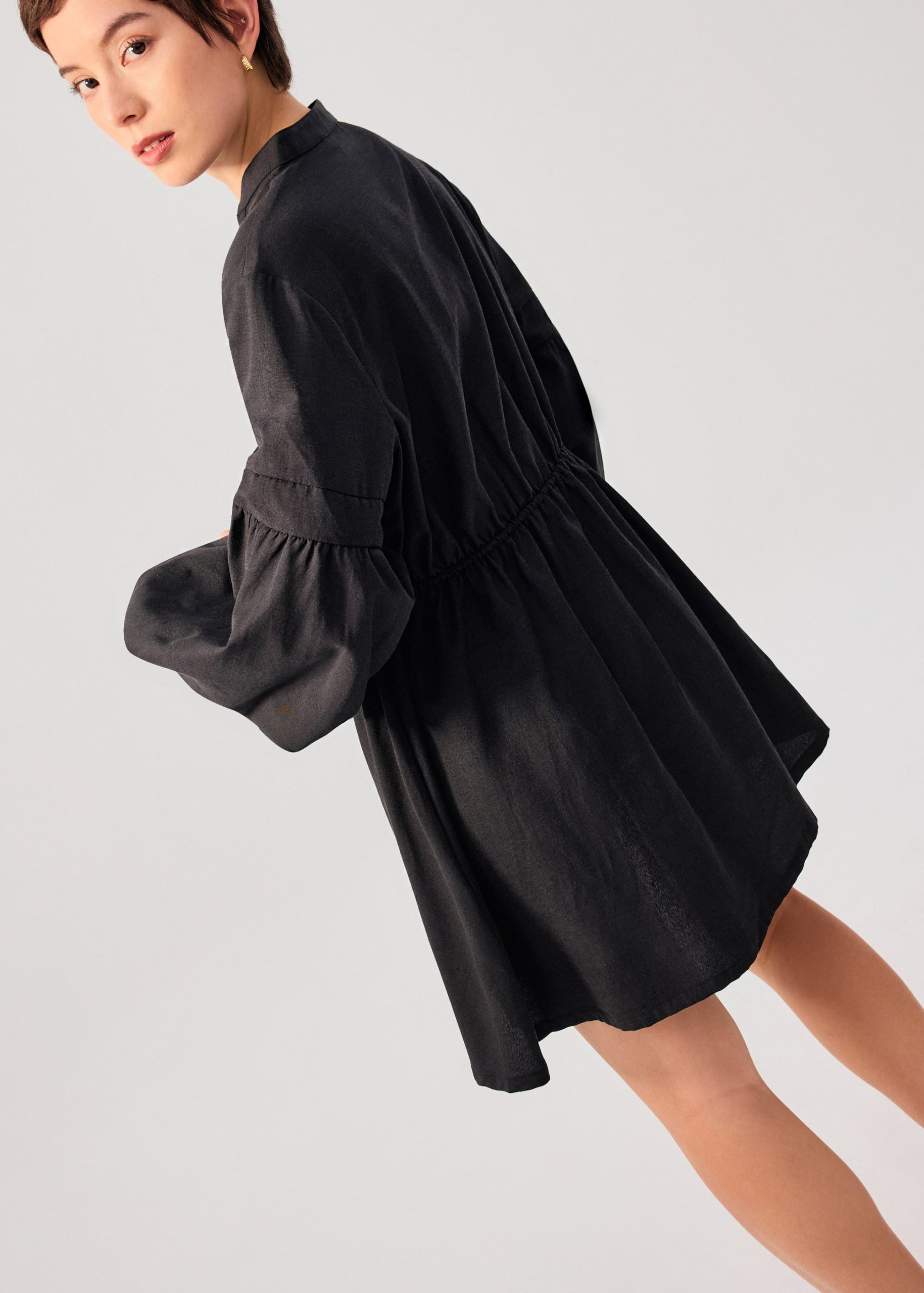 Cotton Puff Sleeve Babydoll Mini Dress - Image 6
