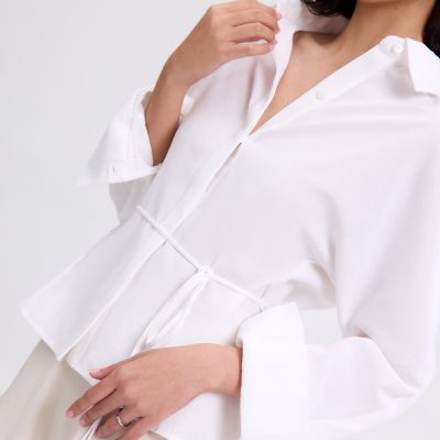 RuchedReady® Lily Cinch Waist Collared Shirt