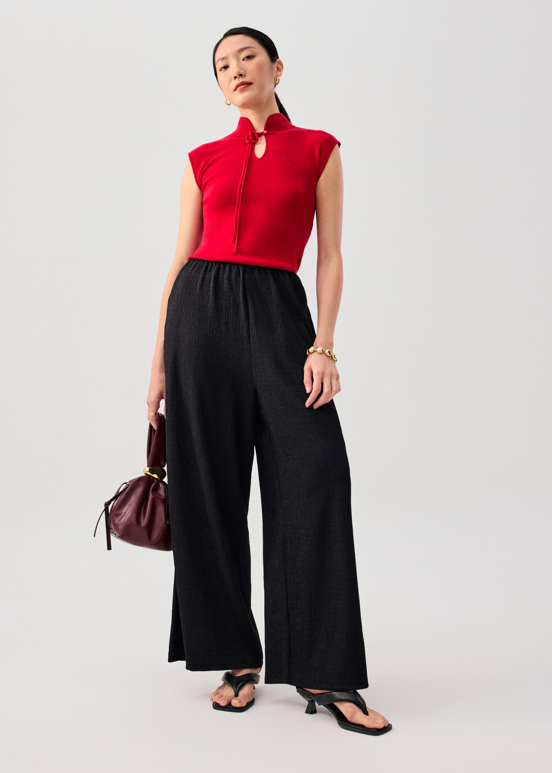 Elastic Crinkled Jersey Wide Leg Pants - Image 8