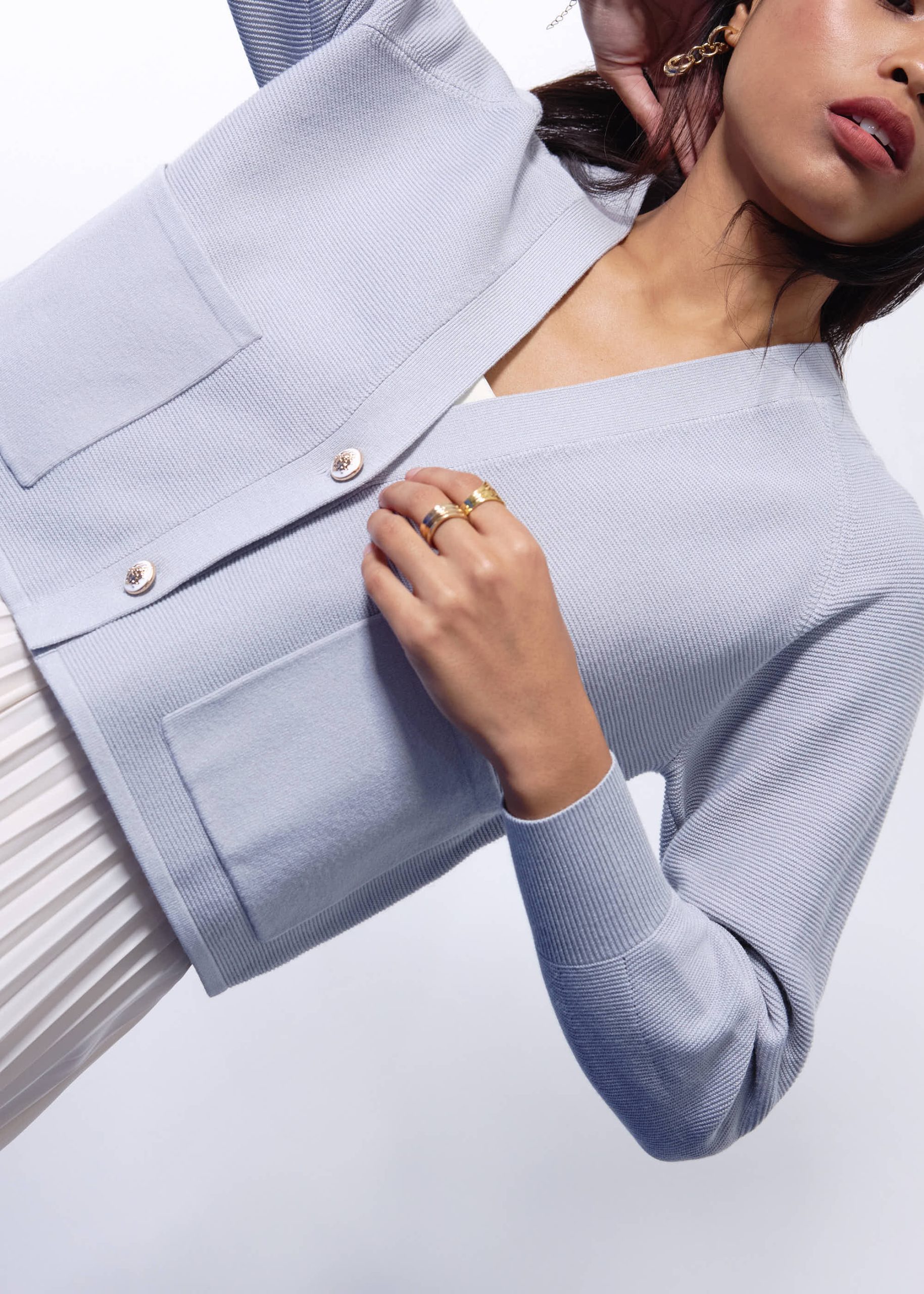 Priya Relaxed Classic Knit V-neck Cardigan - Image 12
