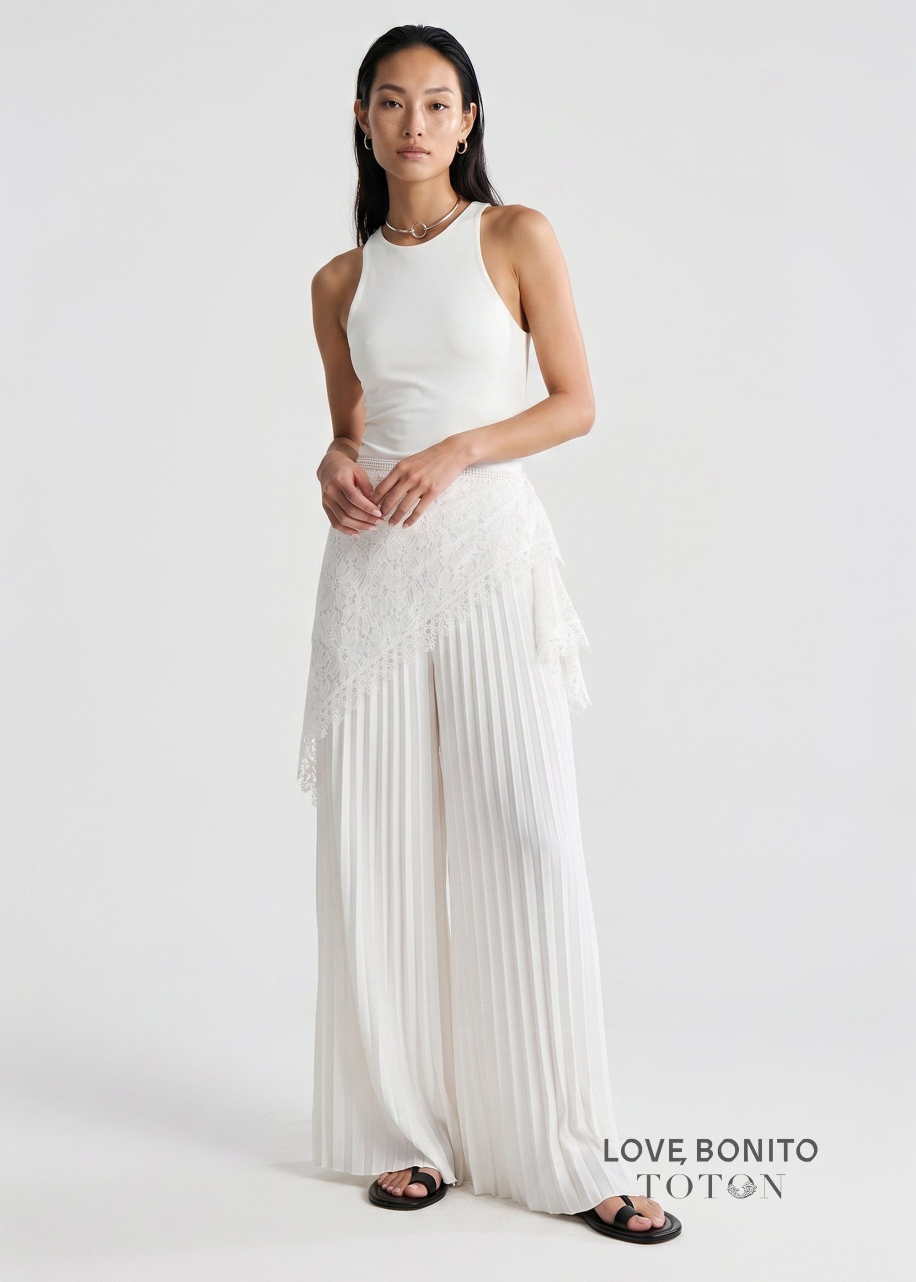 Love, Bonito x TOTON Leggy??Pleated Pants With Scarf - Image 16