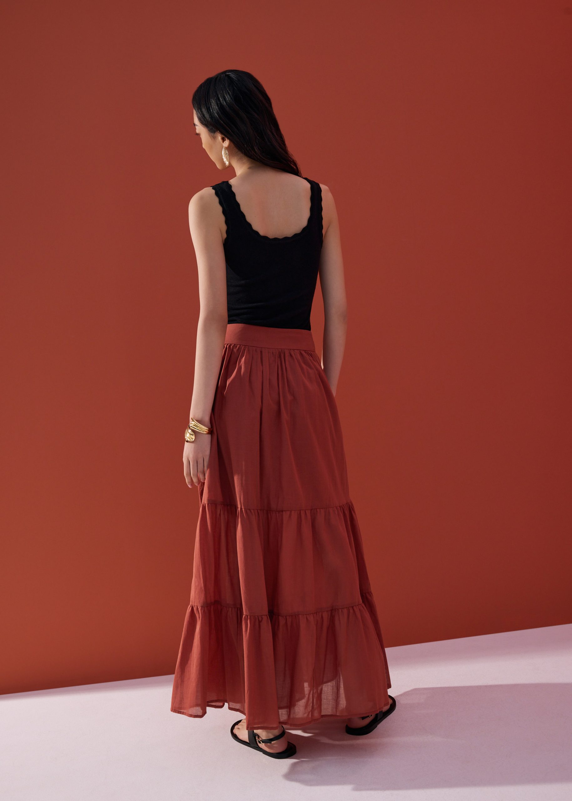 Cotton Flare Maxi Skirt in Desert Haze - Image 24