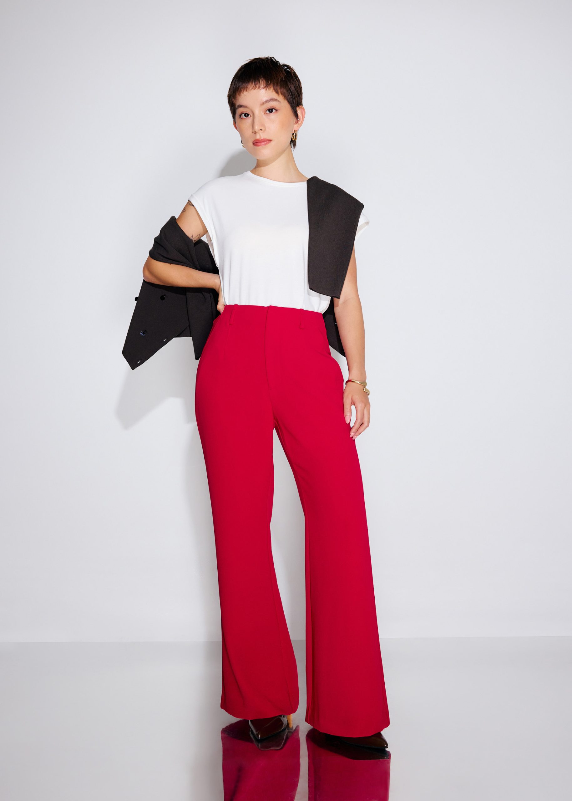 PETITE Leggy??Pvara Crepe Kick Flare Pants - Image 8