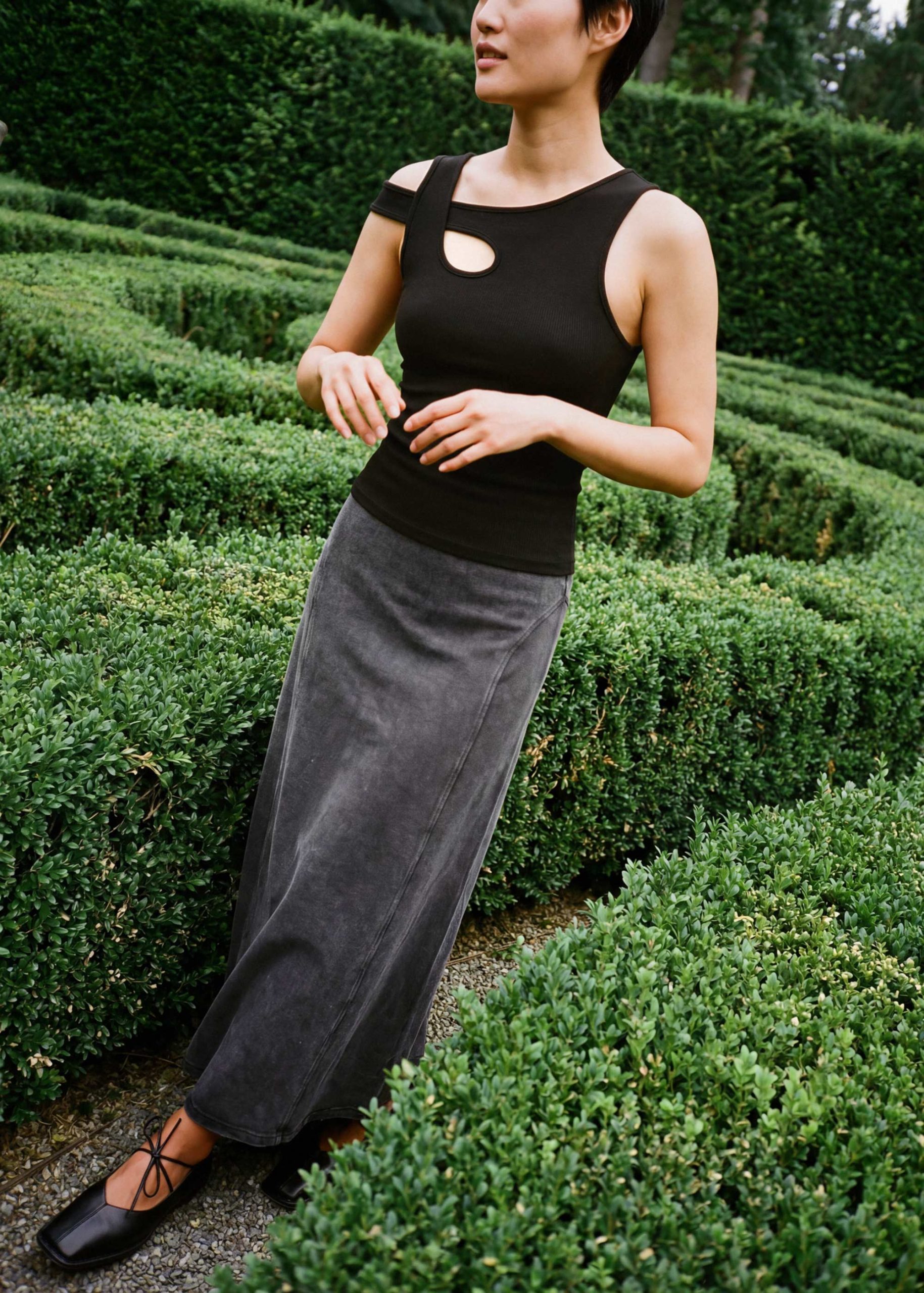 Jersey Asymmetric Cut Out Tank