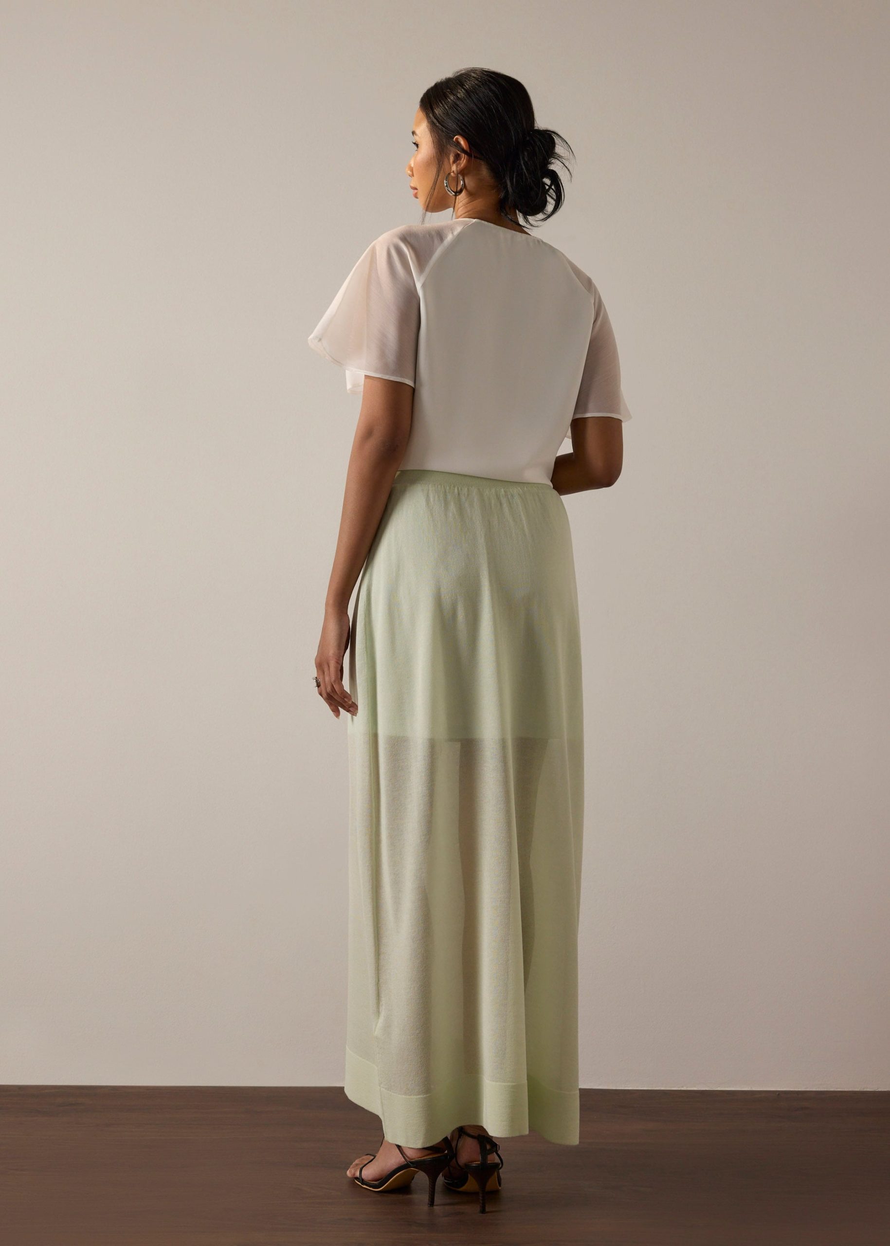 Sheer Knit A-line Maxi Skirt - Image 7