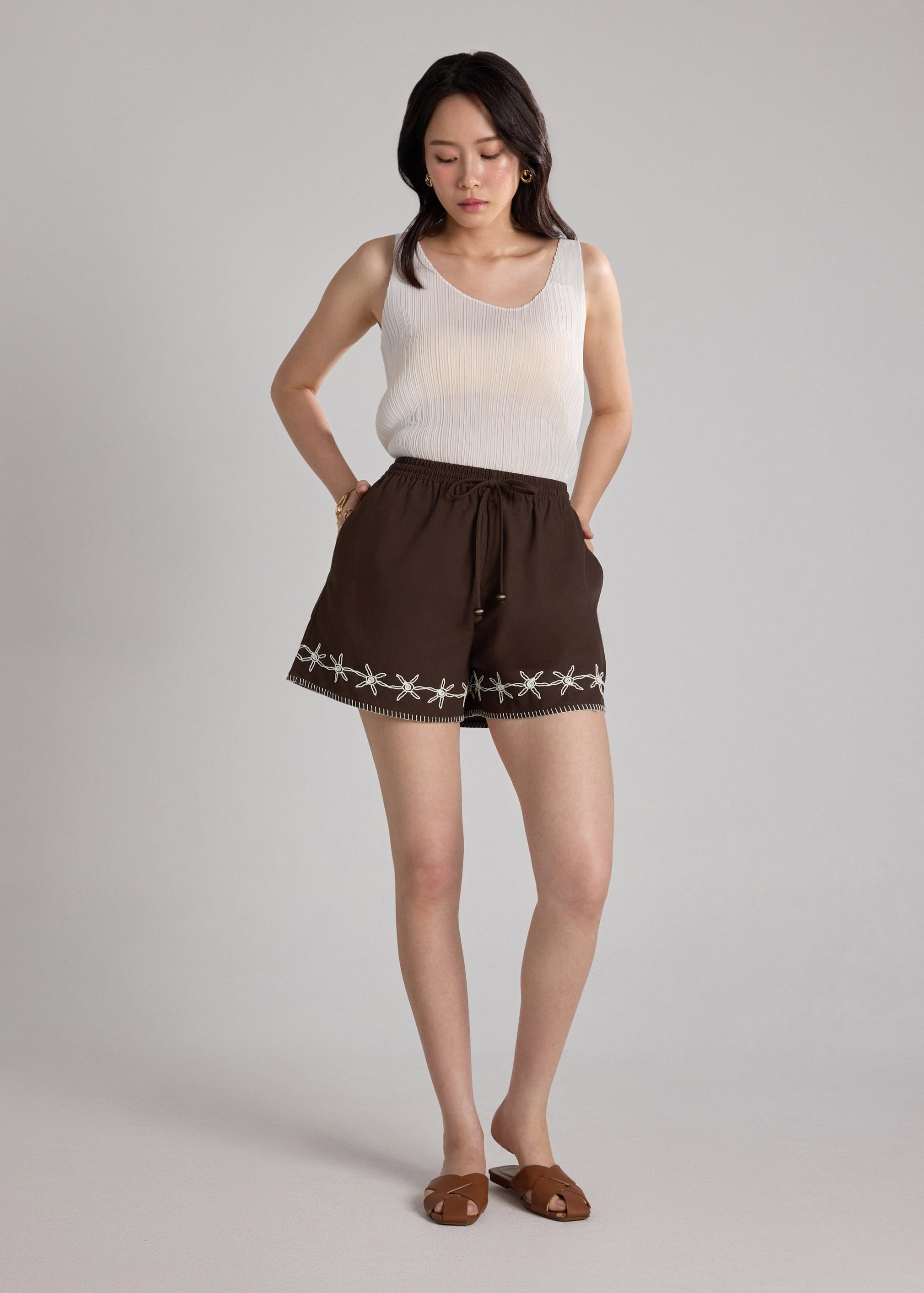 Drawstring Shorts in Coastal Charm Embroidery - Image 7