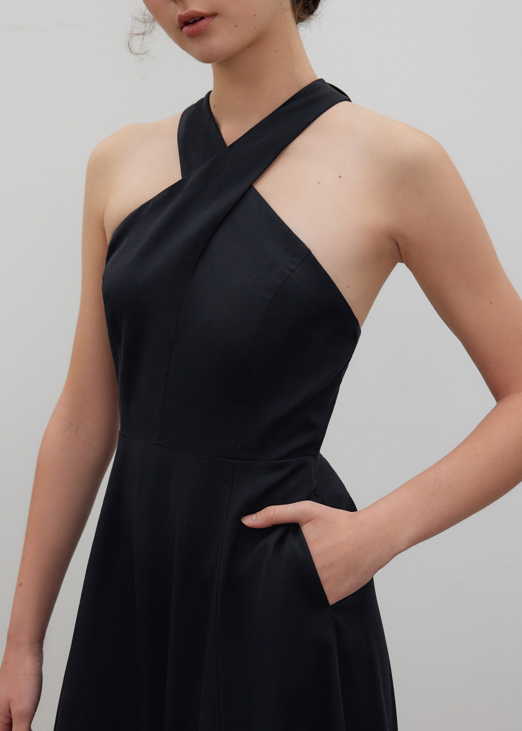 Lyocell Elastic Halter Neck Midi Dress - Image 5