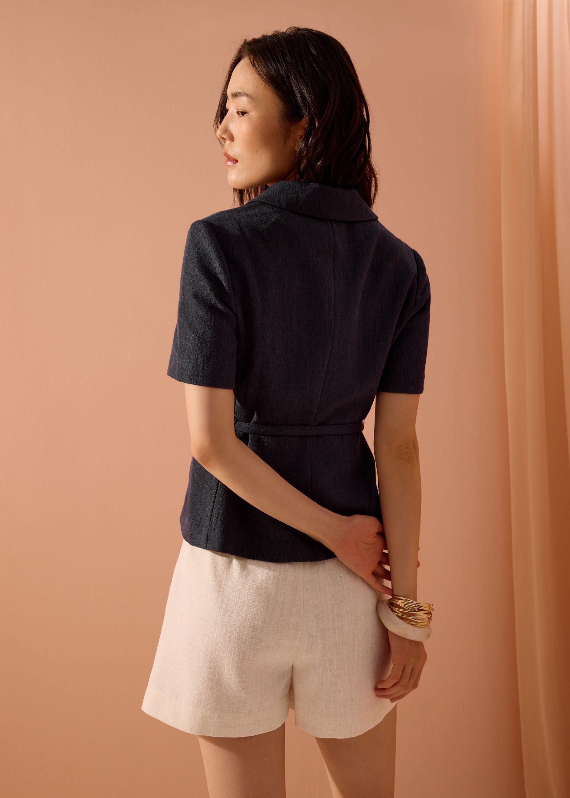 Ling Textured Belted Blazer Top - Image 7
