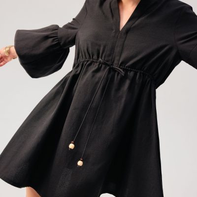 Cotton Puff Sleeve Babydoll Mini Dress