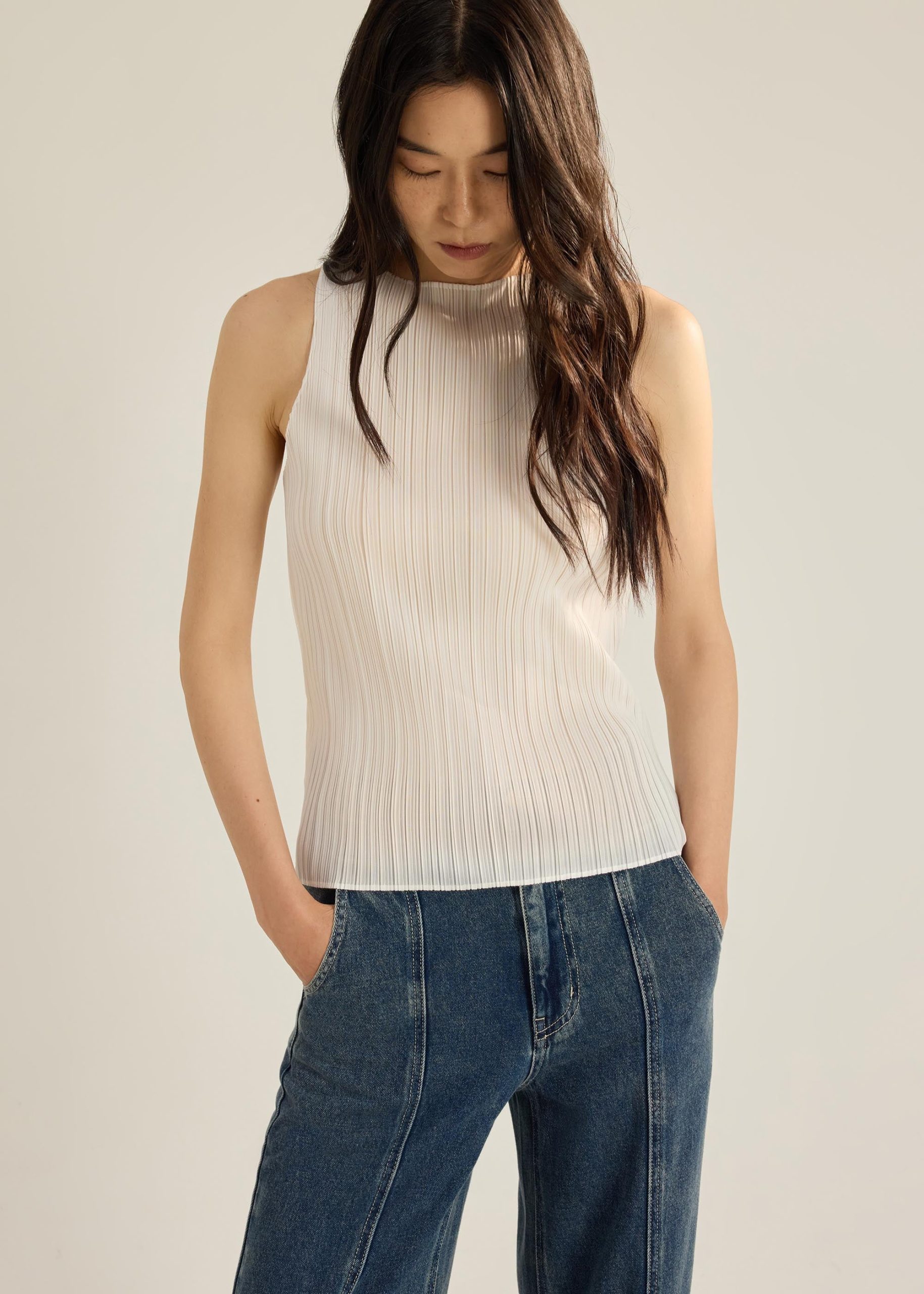 Sora Multi-way Plissé Tank