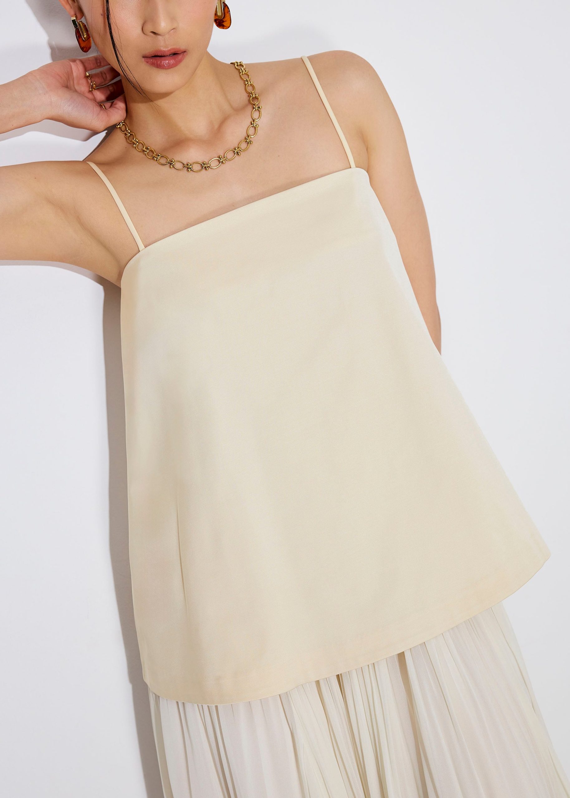 Taffeta Straight Neck Tunic Top - Image 12