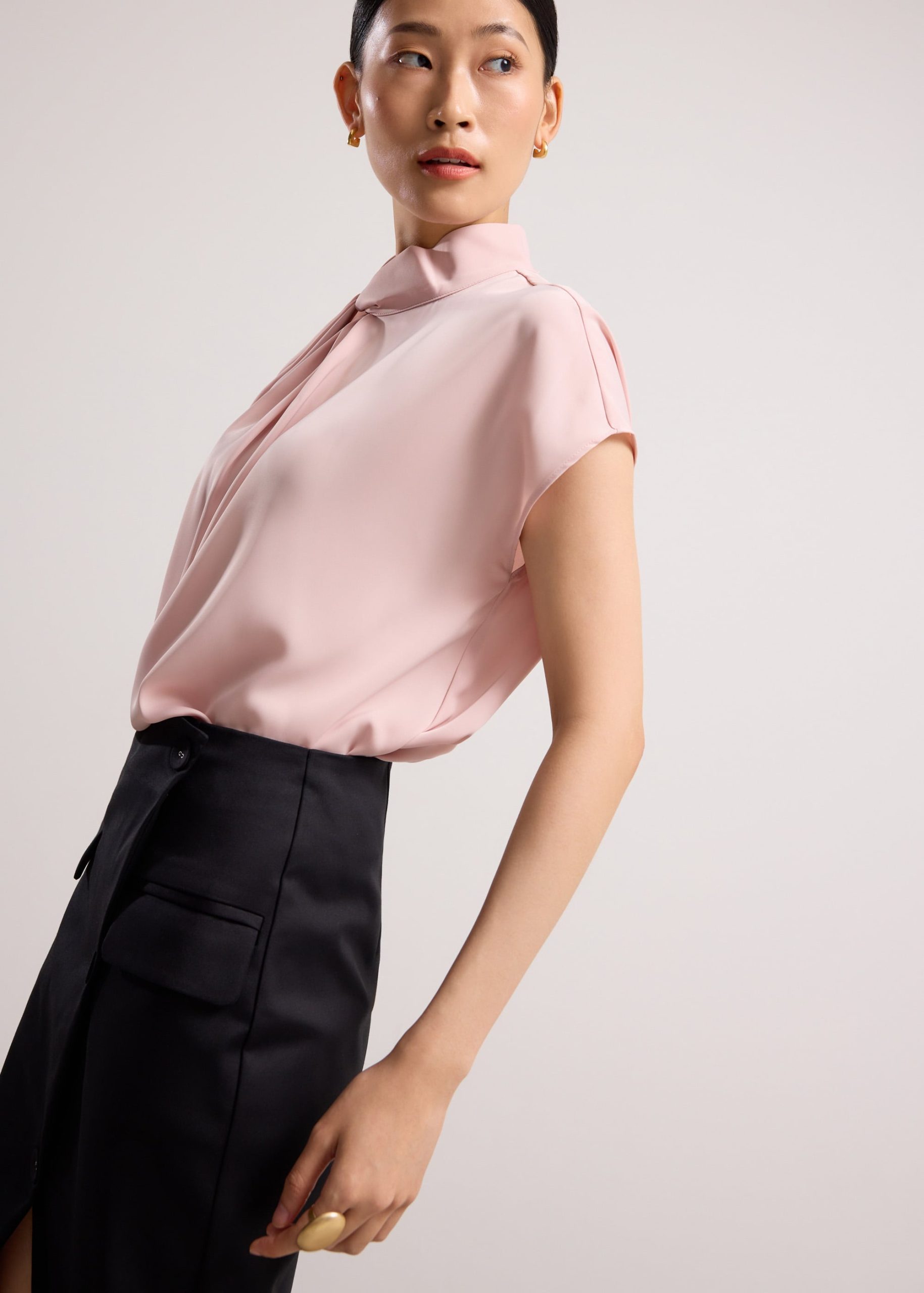 Satin Drape Collared Blouse - Image 6