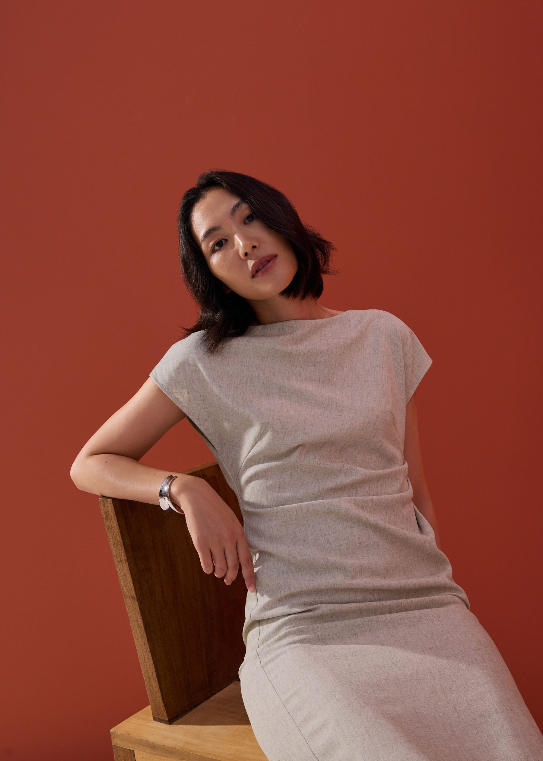 Hansa Boat Neck Column Drape Midaxi Dress - Image 9