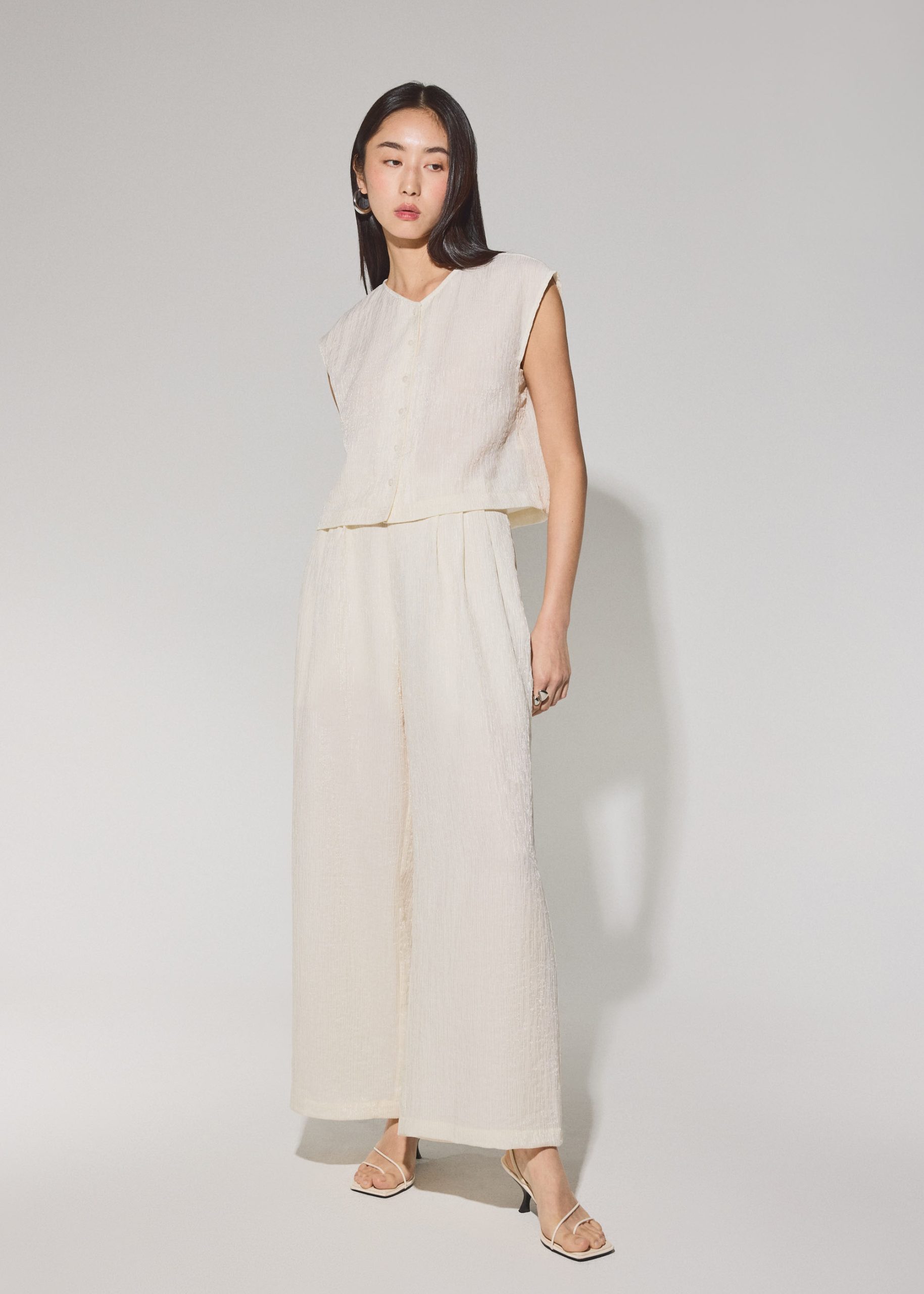 Relaxed Textured Lyocell Button Down Top - Image 9