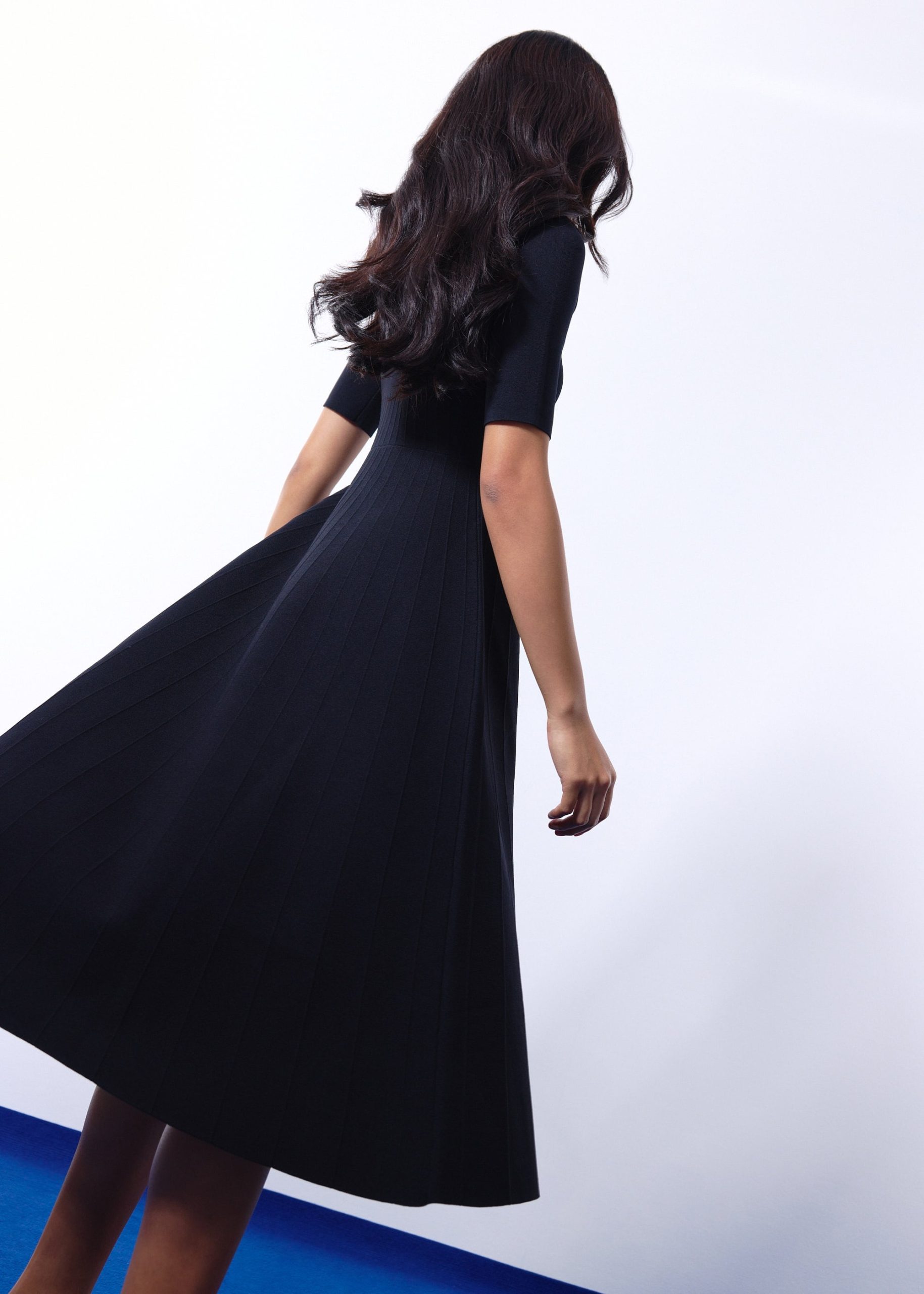 Mutya Contour Knit Boat Neck Fit & Flare Midi Dress - Image 2