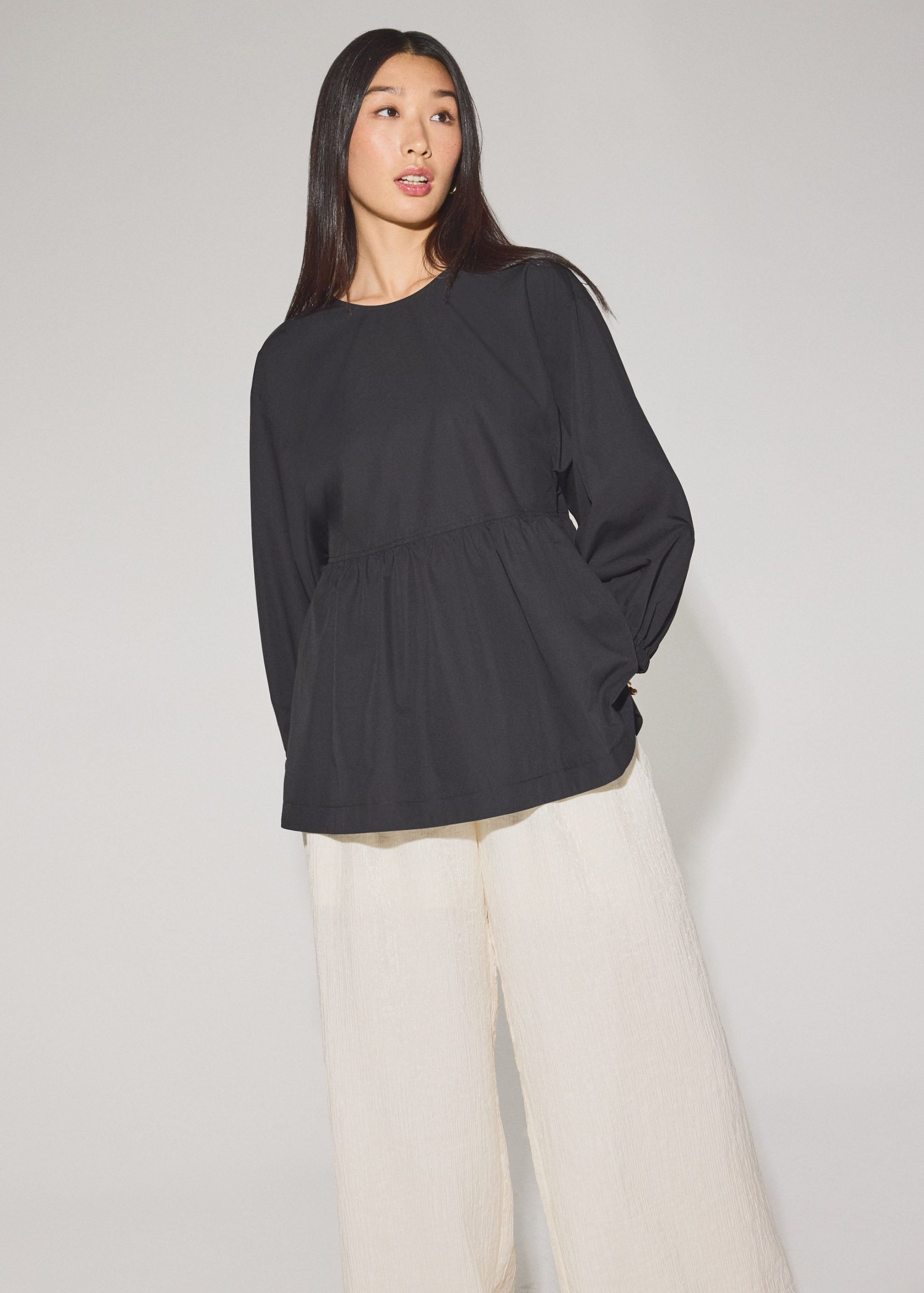 Round Neck Peplum Long Top - Image 4