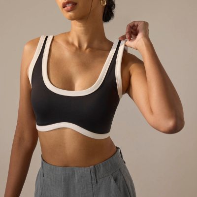BraFree by LB Contrast Piping Jersey Bra Top