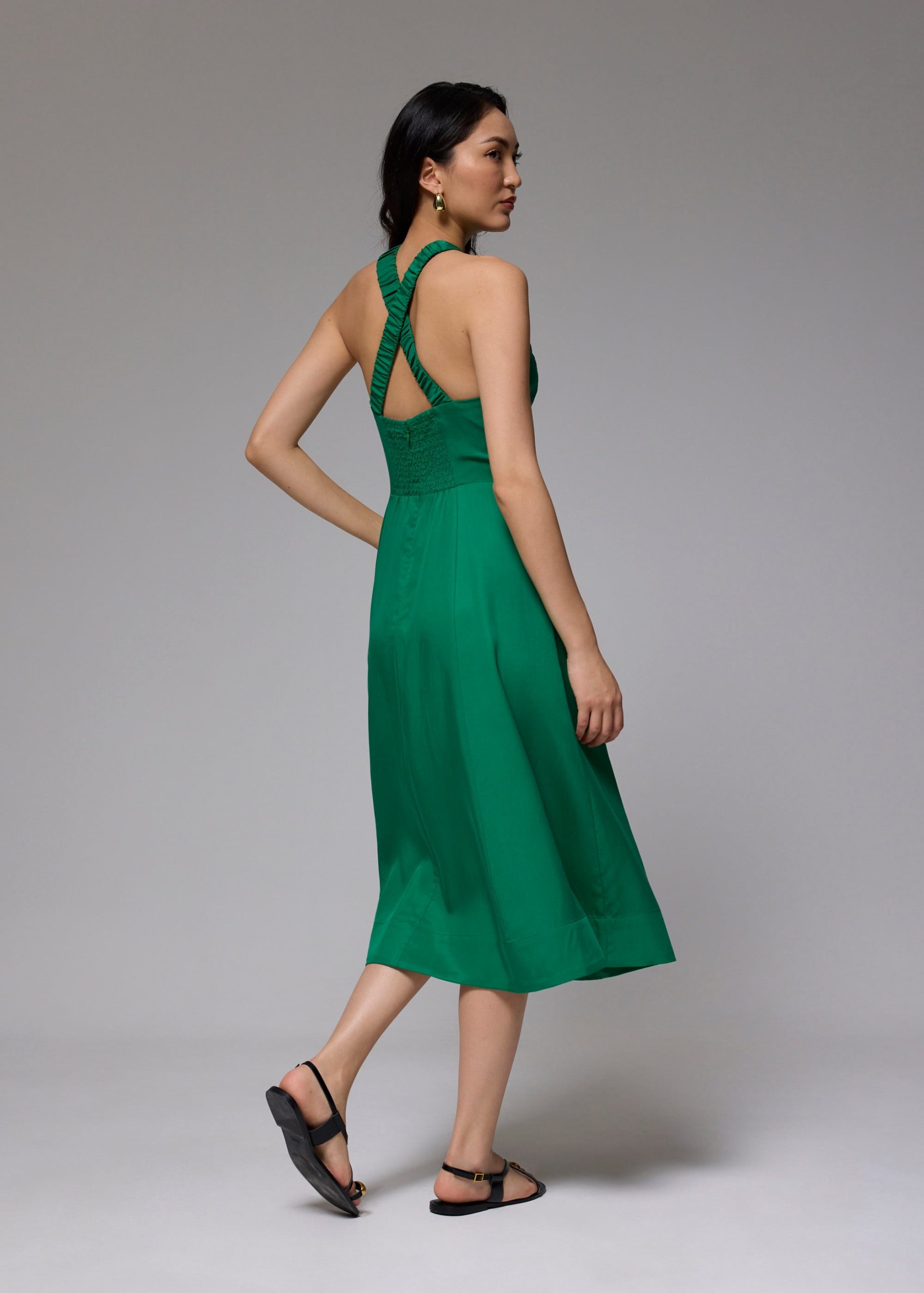 Lyocell Elastic Halter Neck Midi Dress - Image 11