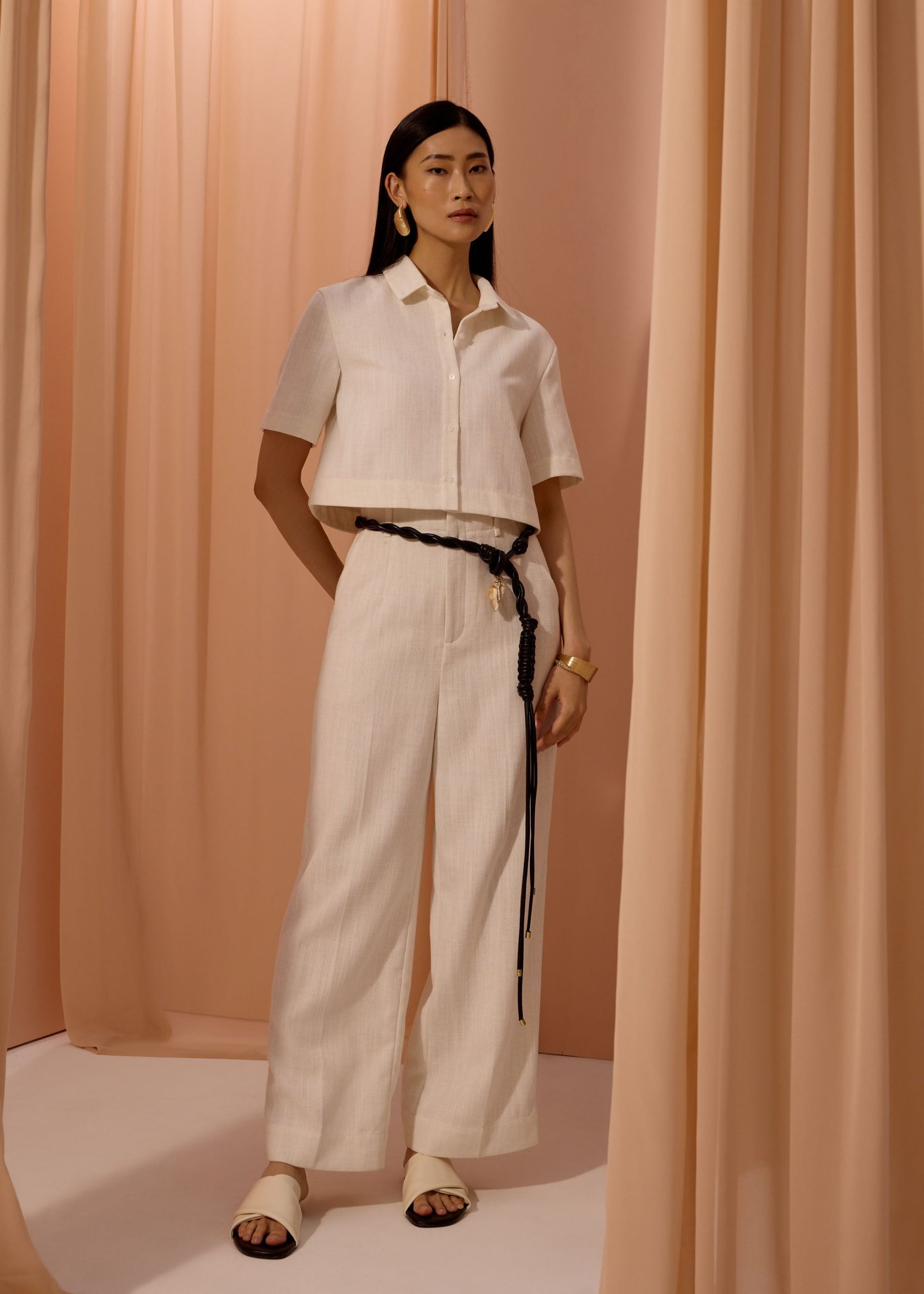 Leggy??Seva Textured Super High Waist Straight Leg Pants