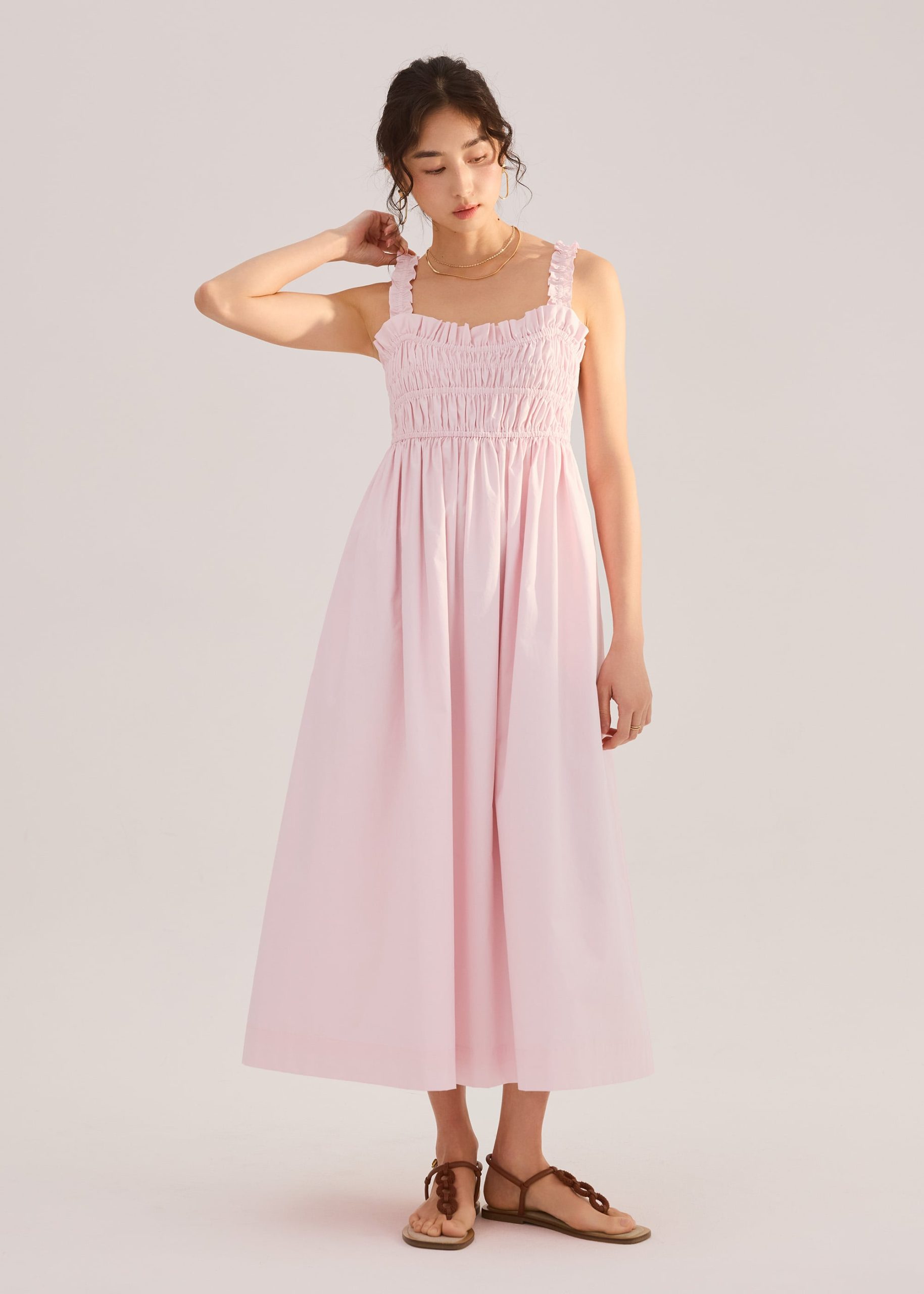 Cotton Ruched Sweetheart Fit & Flare Maxi Dress - Image 13