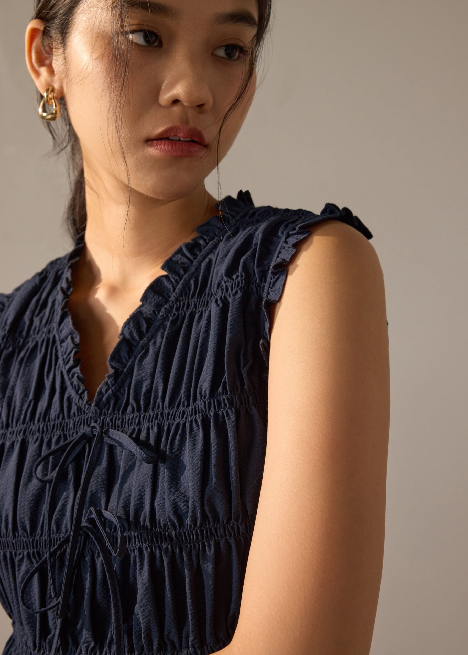 Smocked Fitted Peplum Top - Image 4