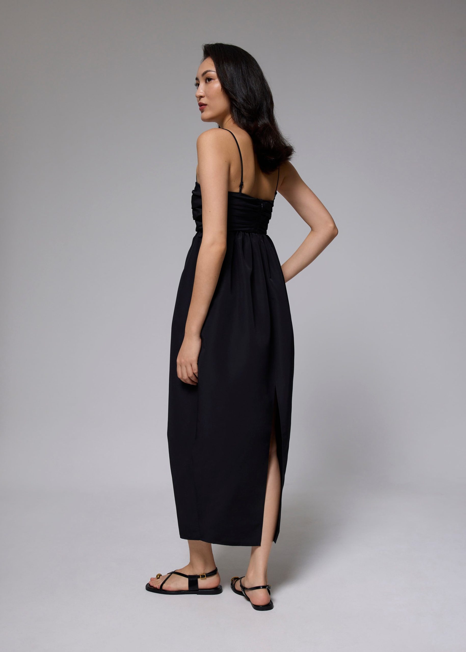 Ruched Straight Neck Tulip Maxi Dress - Image 10