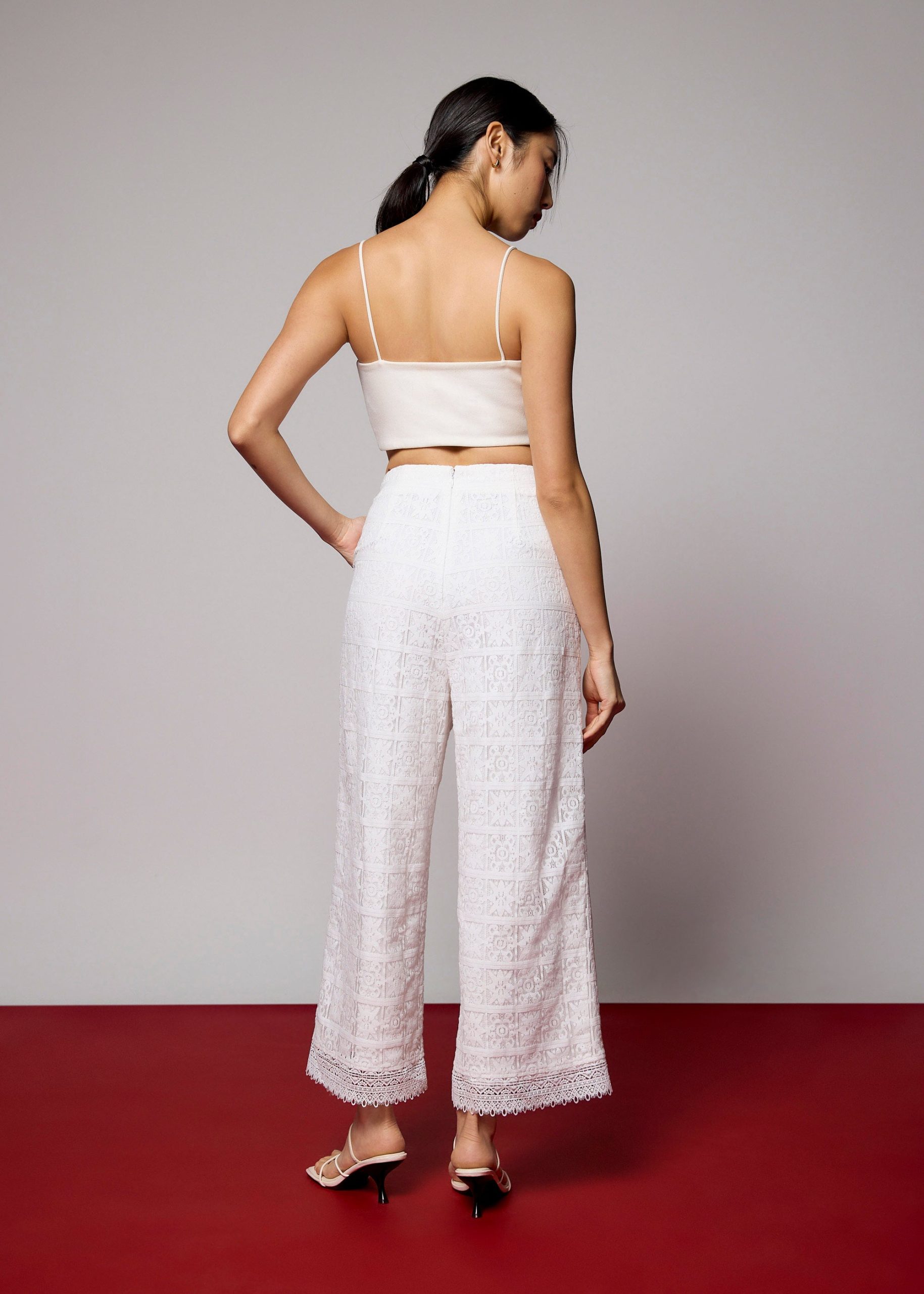 Lace High Waist Wide Leg Culottes - Image 11