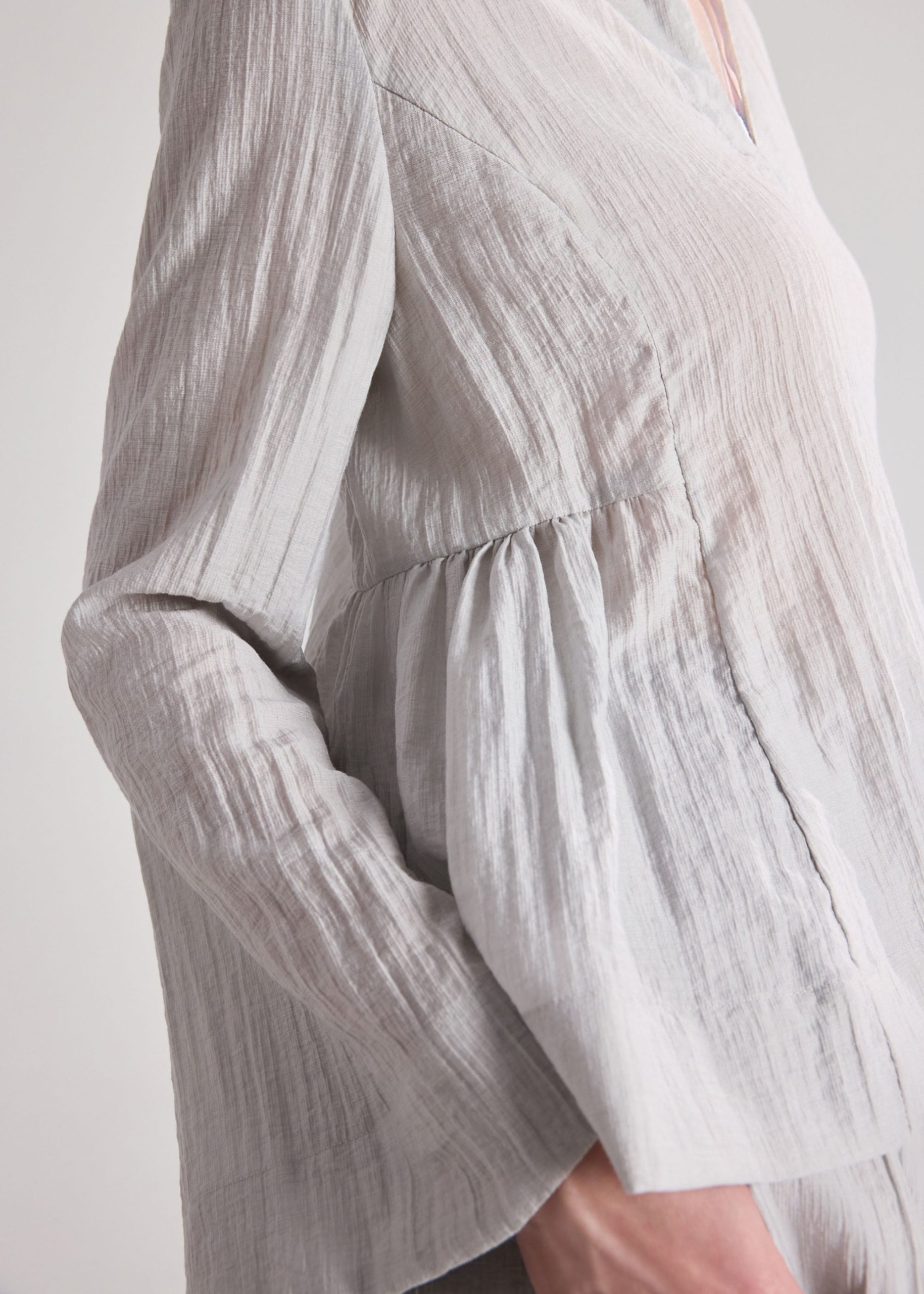 Textured Lyocell Peplum Blouse - Image 13