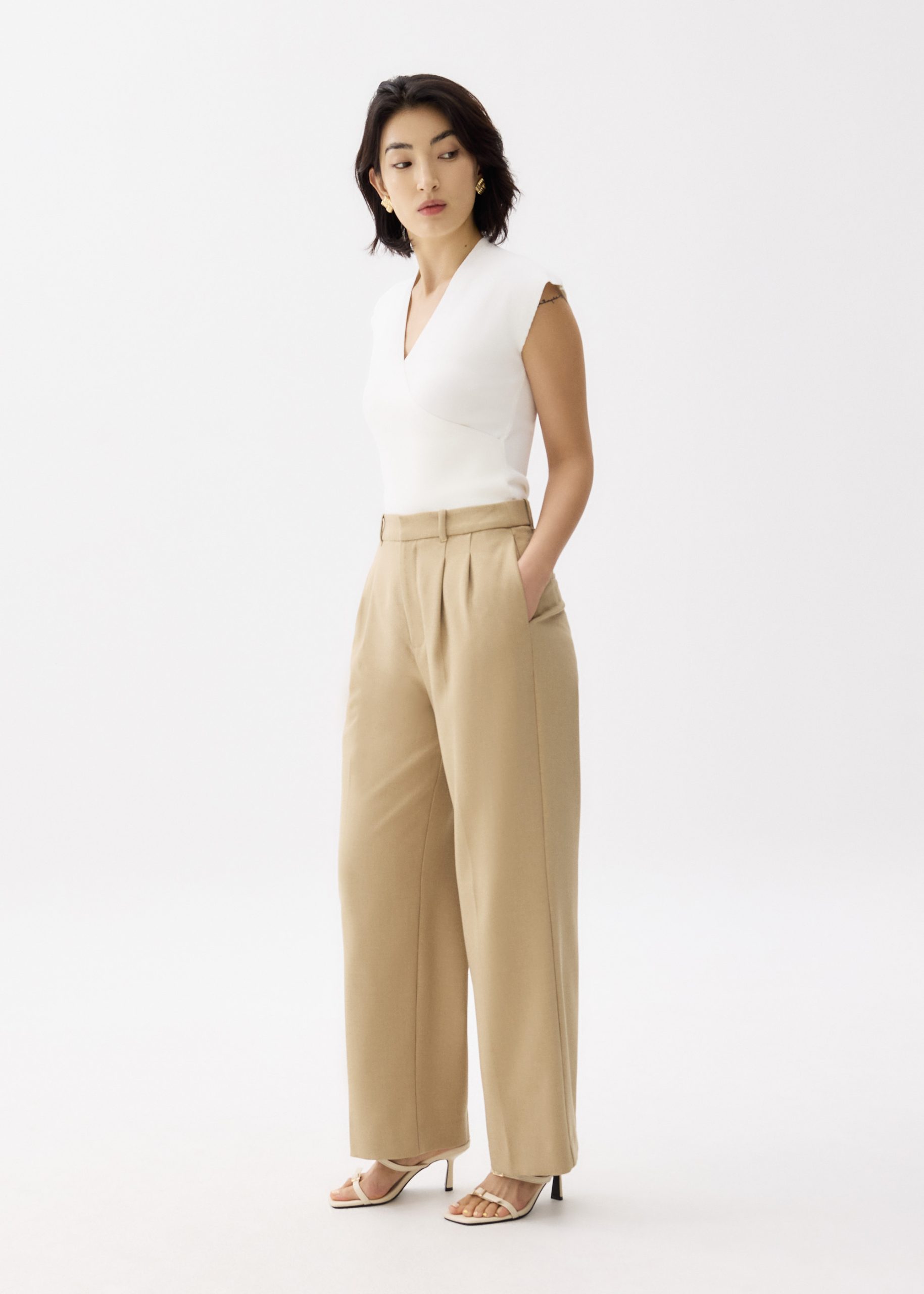 Lana Relaxed Melange Tailored Pants - Image 9