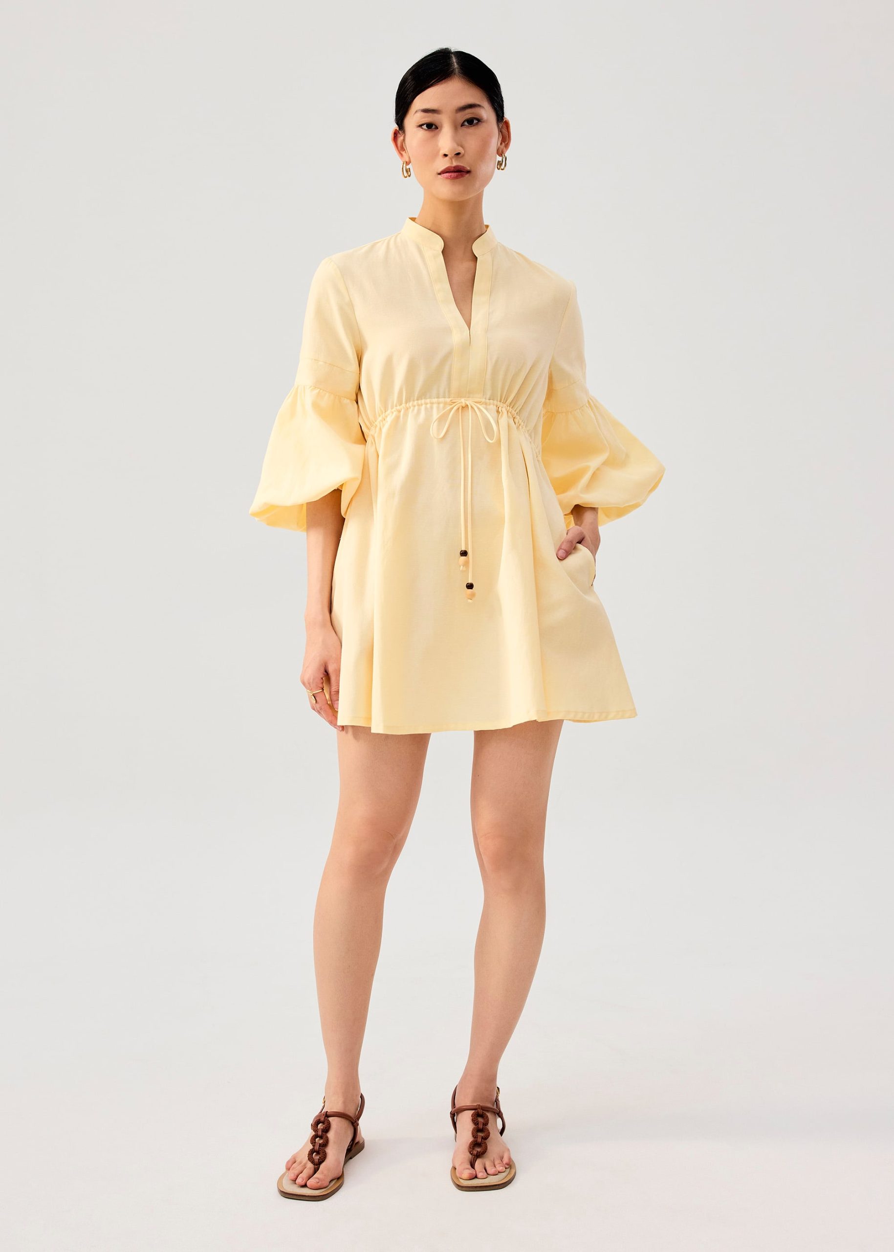 Cotton Puff Sleeve Babydoll Mini Dress - Image 7
