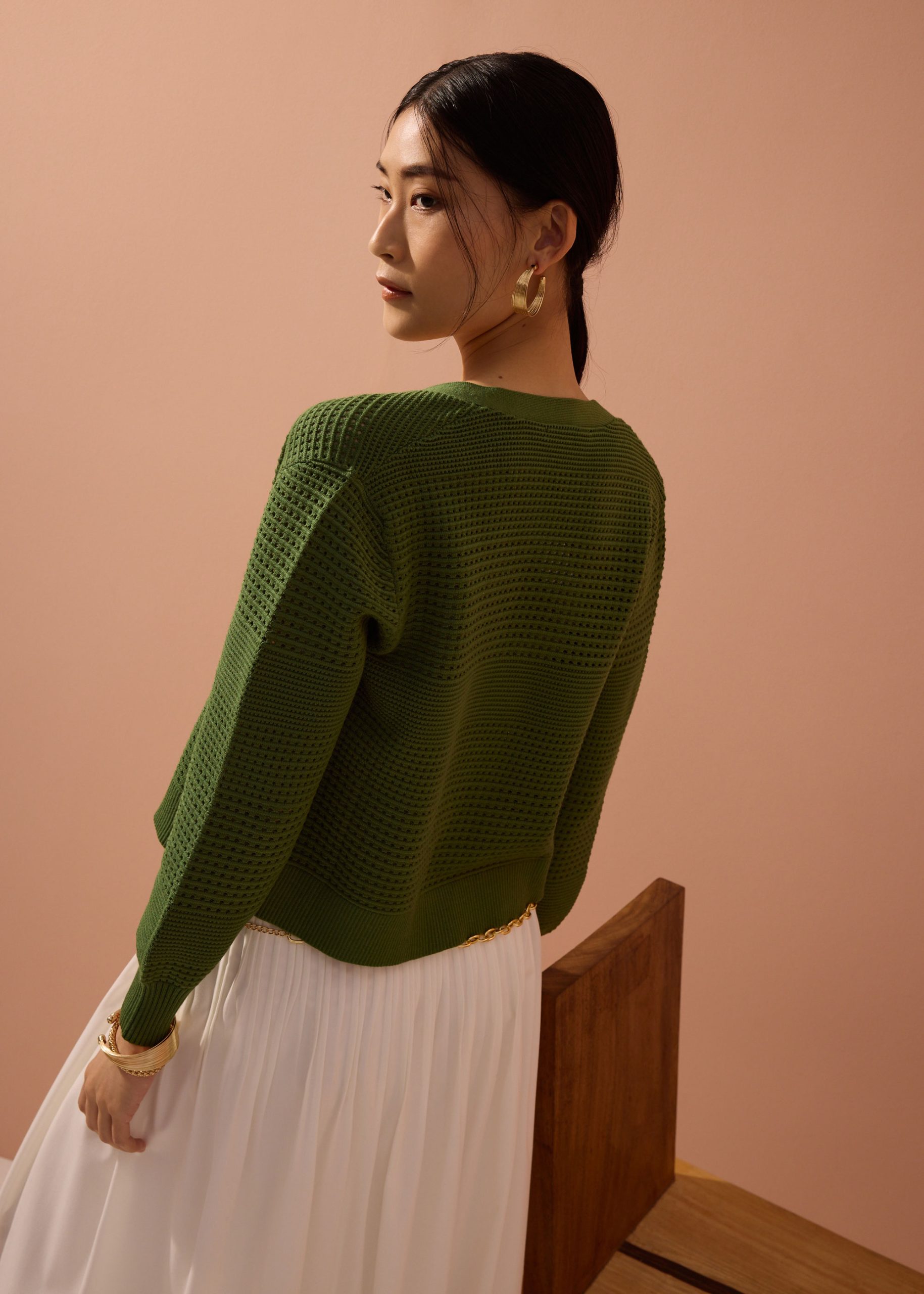 Relaxed Pointelle Knit Cardigan - Image 6