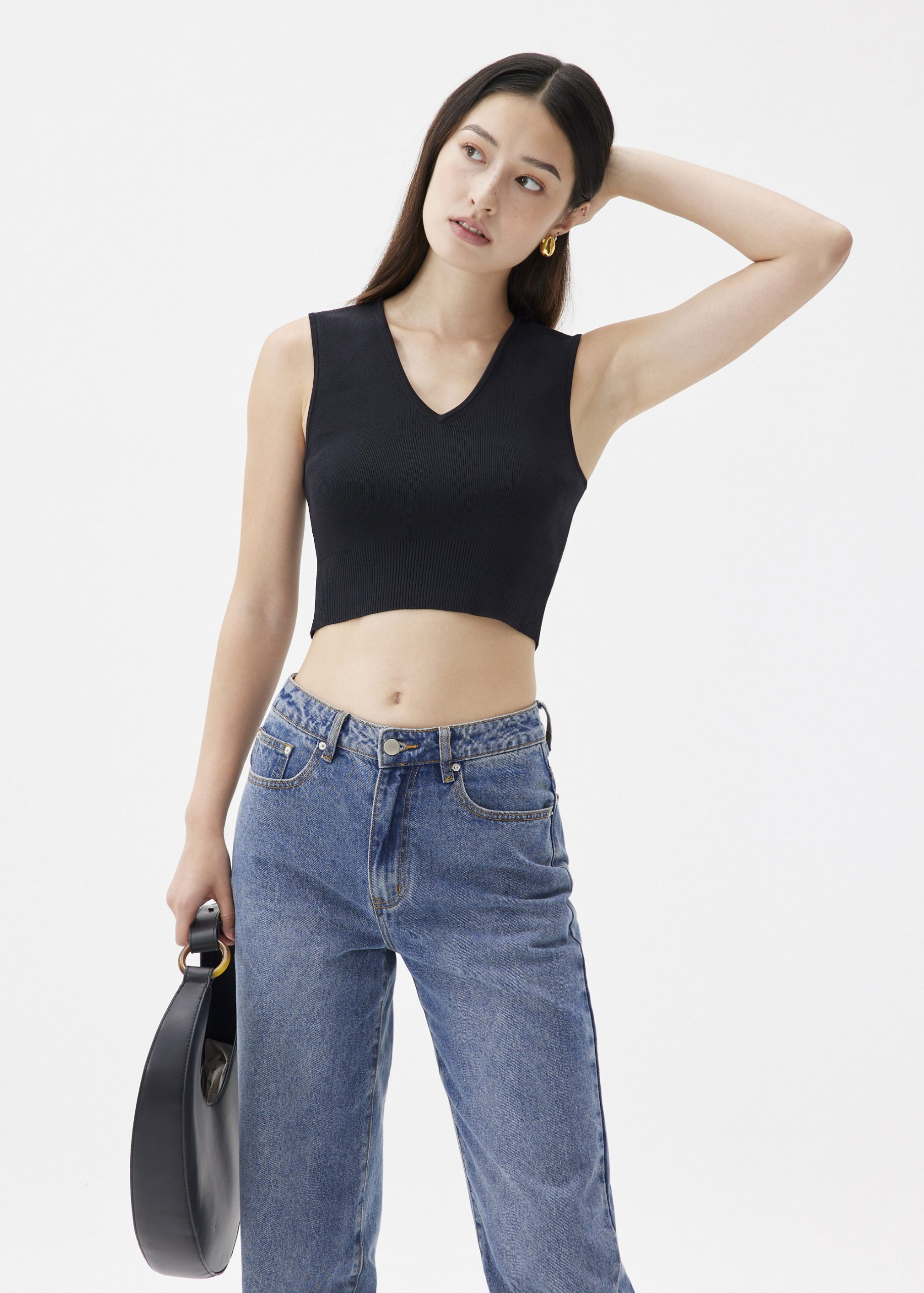 Sree Knit V-neck Crop Top - Image 3