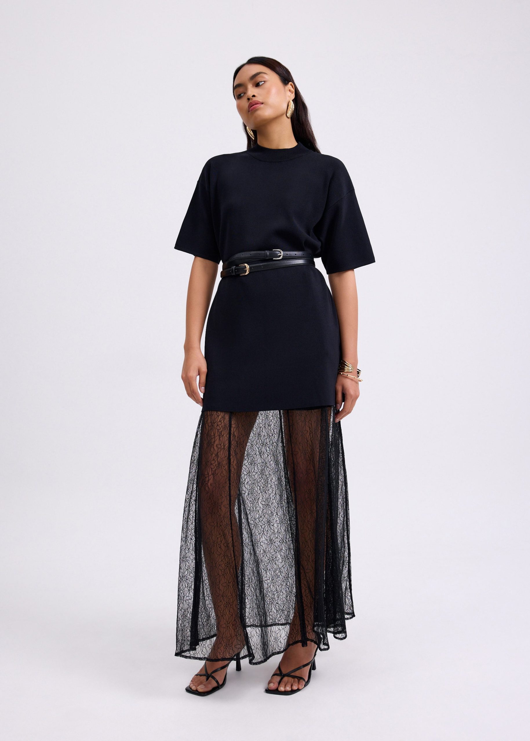 Sheer Lace A-Line Maxi Skirt - Image 9