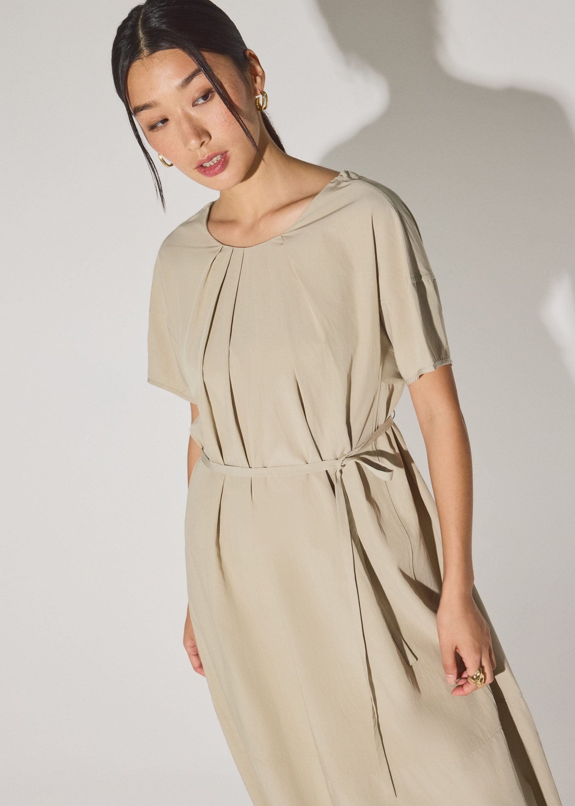 Multi-way Cotton Drawstring Cocoon Midaxi Dress - Image 8