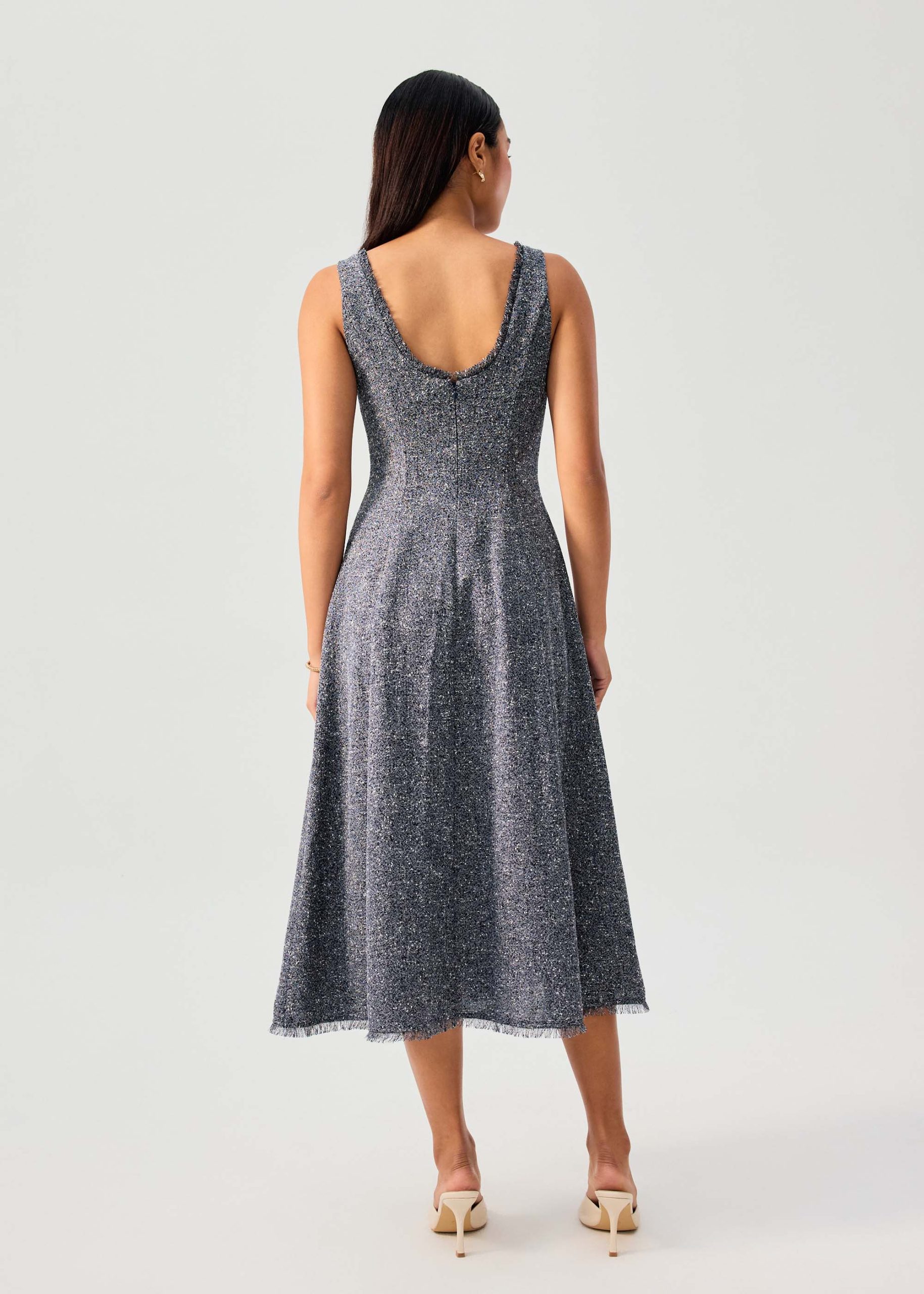 Nina Tweed Scoop Neck Fit & Flare Midaxi Dress - Image 5