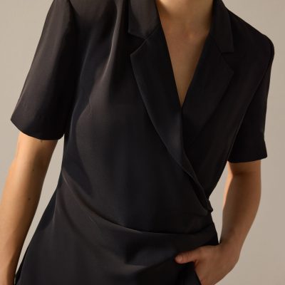 Karyssa Crepe Drape V-neck Blazer Top