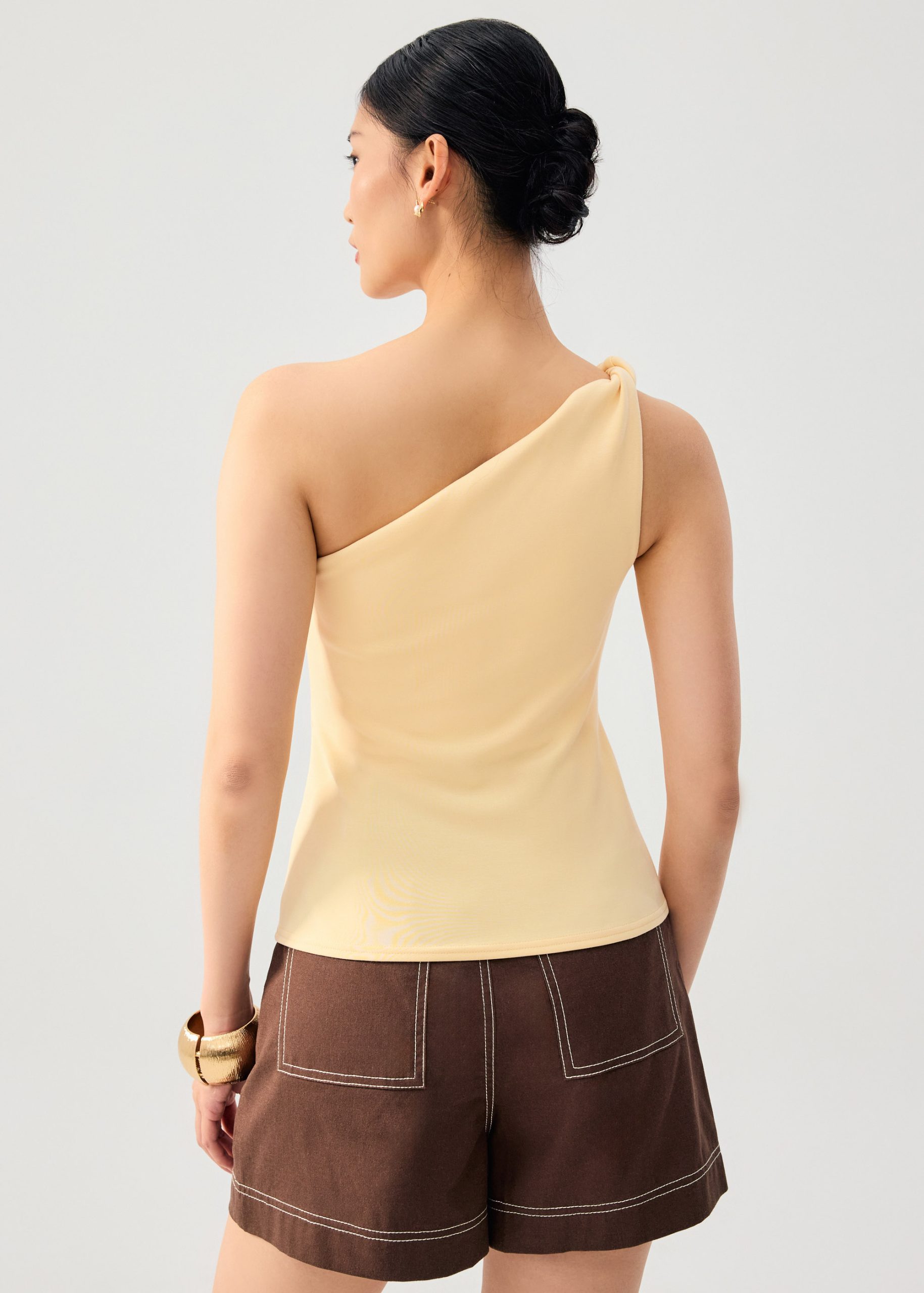 Tencel Shoulder Twist Toga Fitted Top - Image 15