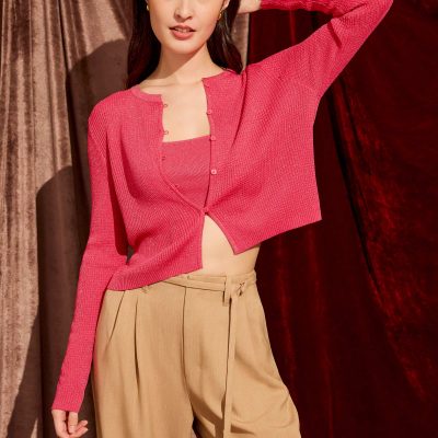 Crop Round Neck Knit Cardigan