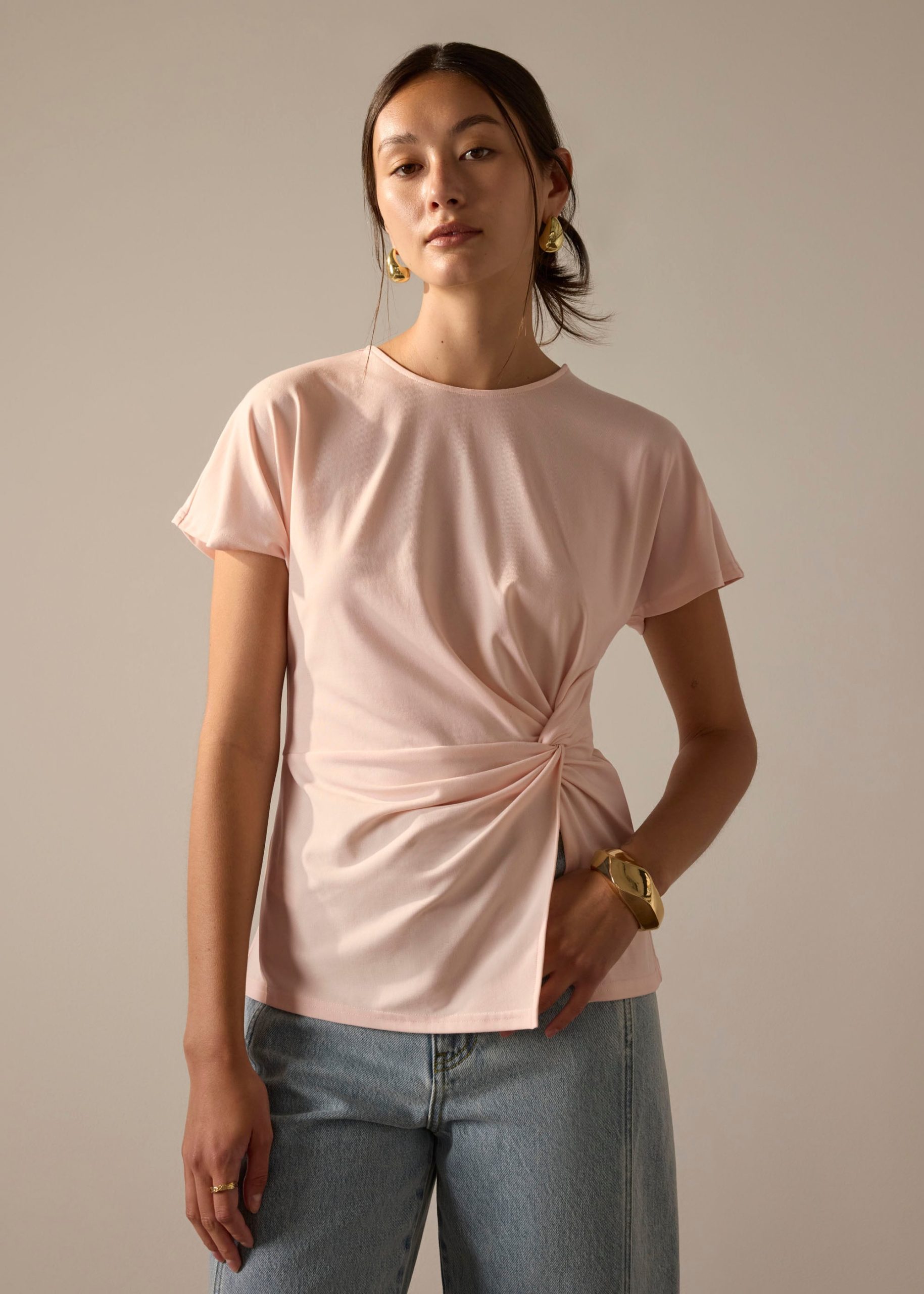 Jersey Twist Knot Long Tee - Image 2