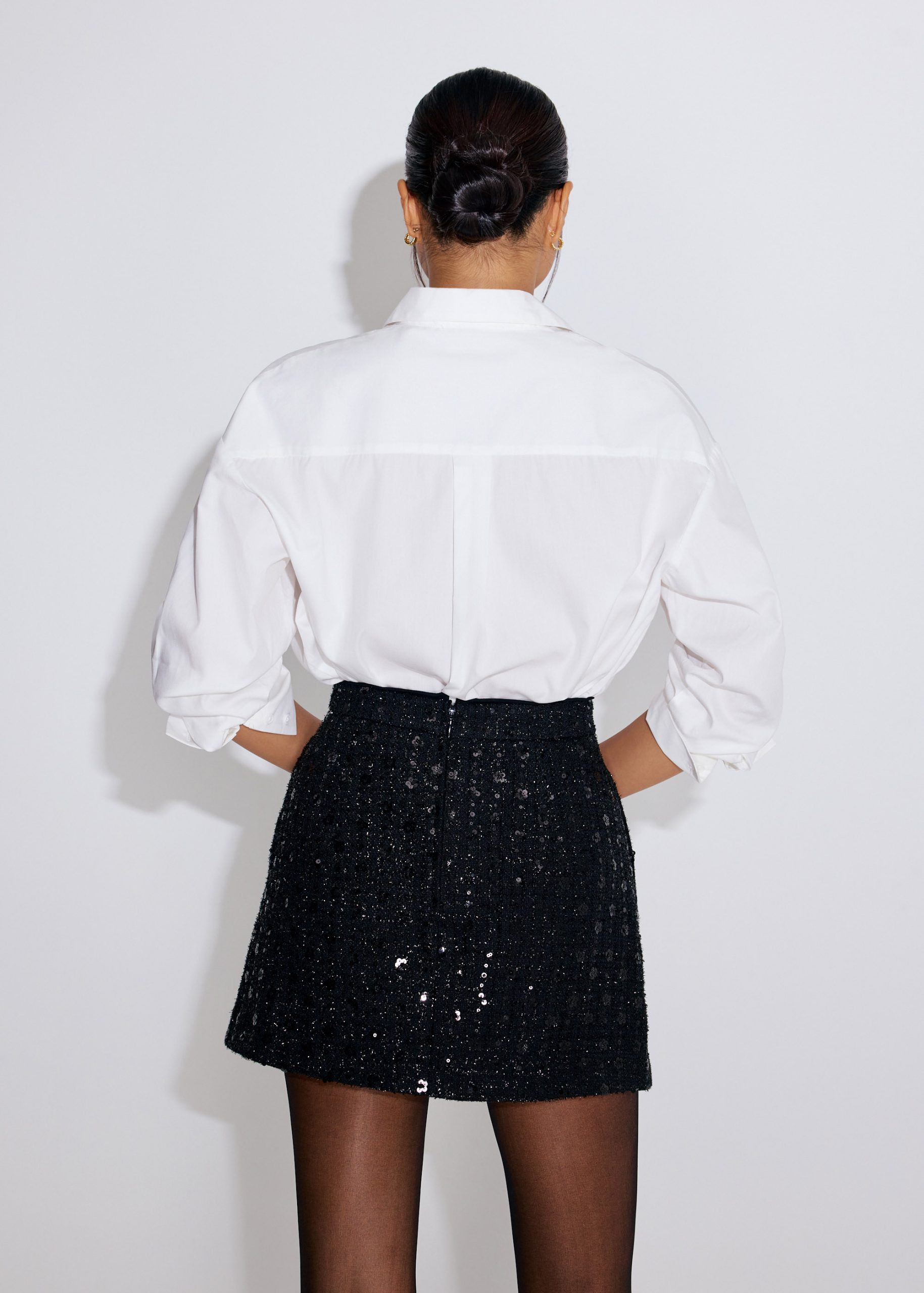 Meiyan Sequin Tweed A-line Mini Skirt - Image 6