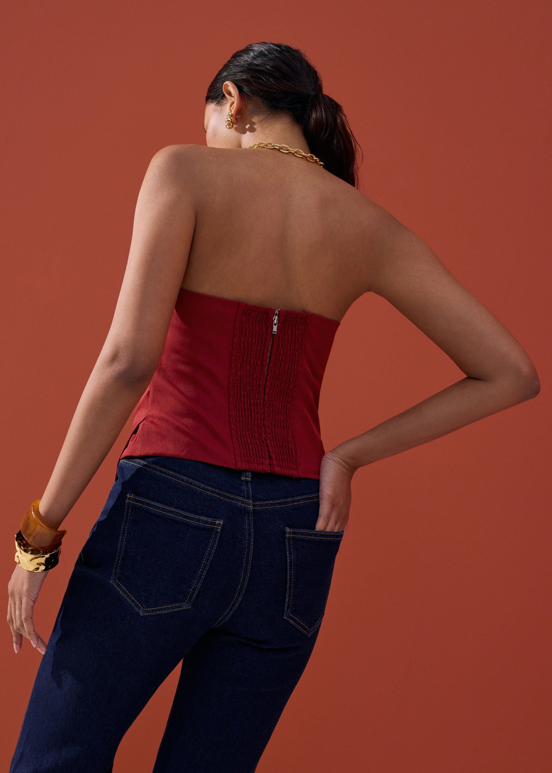 Sarita Asymmetric Pleated Tube Top - Image 17