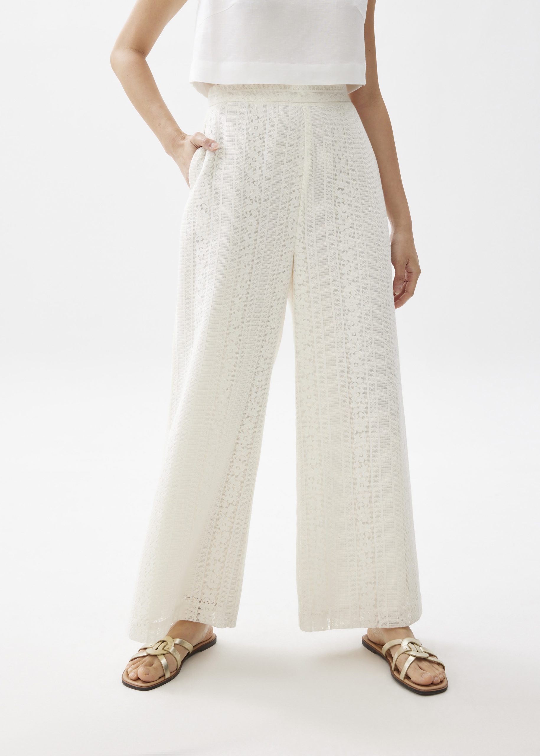 Elastic Lace Wide Leg Pants - Image 7