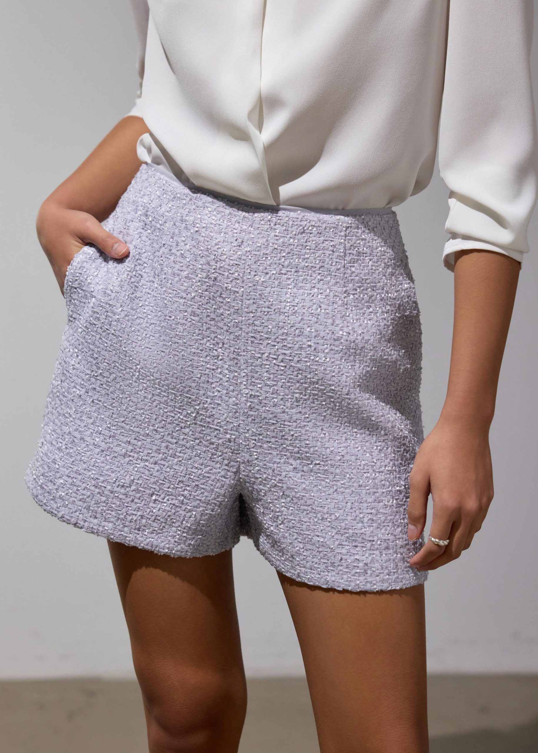 Fumiko Ribbon Tweed High Waist Shorts - Image 17