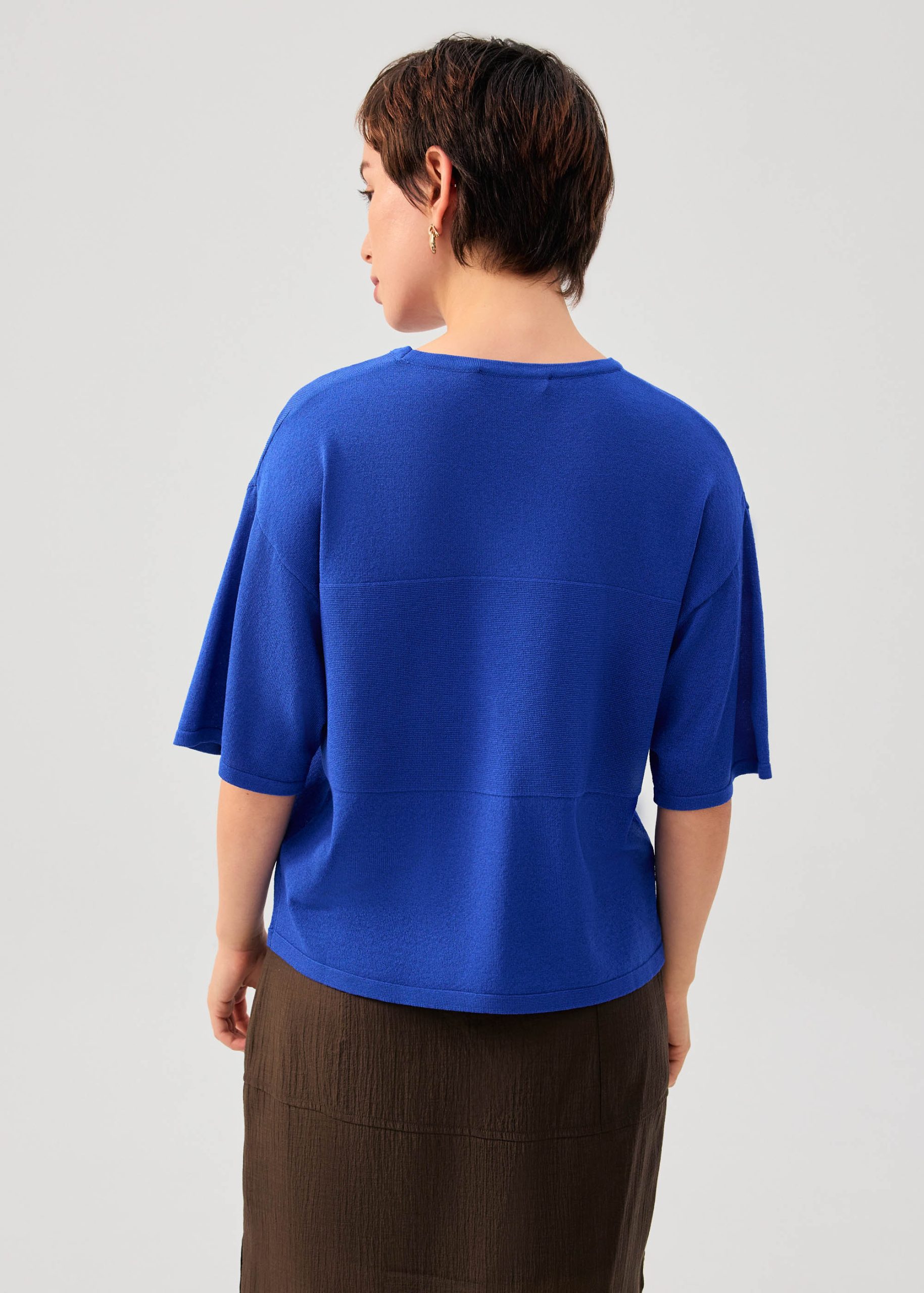 Oversized Sheer Knit Front Panel Boxy Tee - Image 15